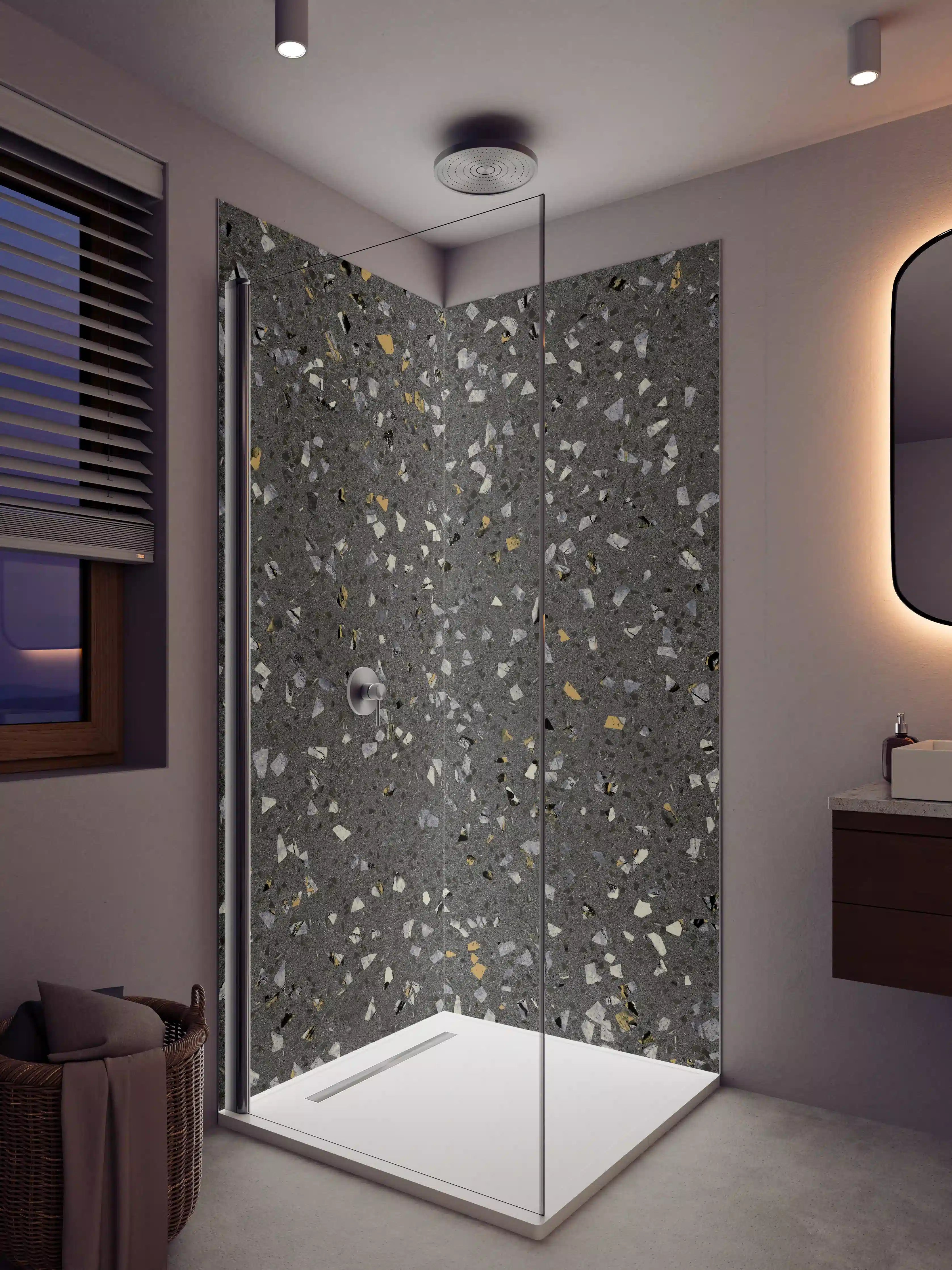 Duschrückwand - Gräuliches Wandmuster - Marmor