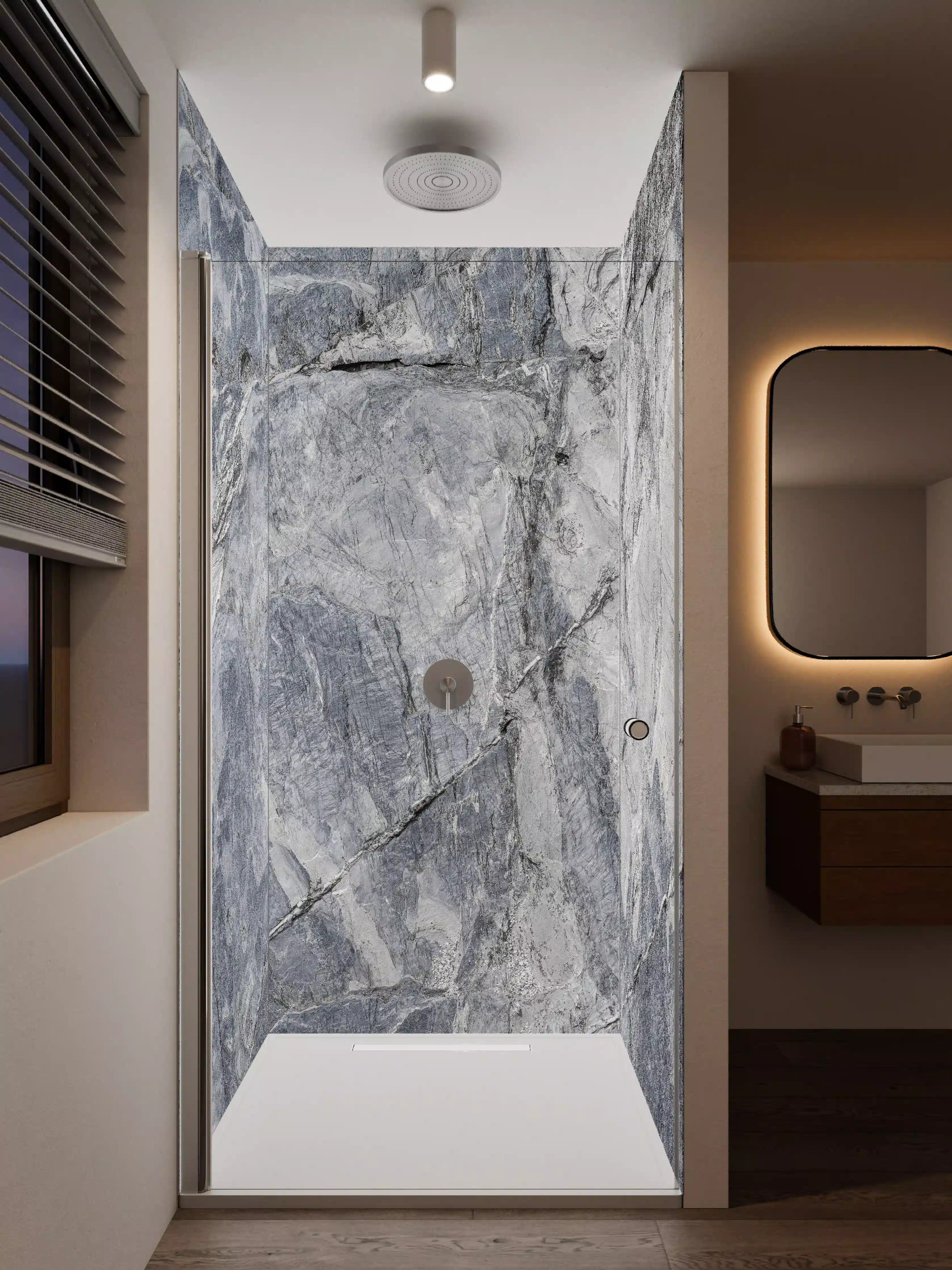 Duschrückwand - Graue Steine mit Struktur und Textur