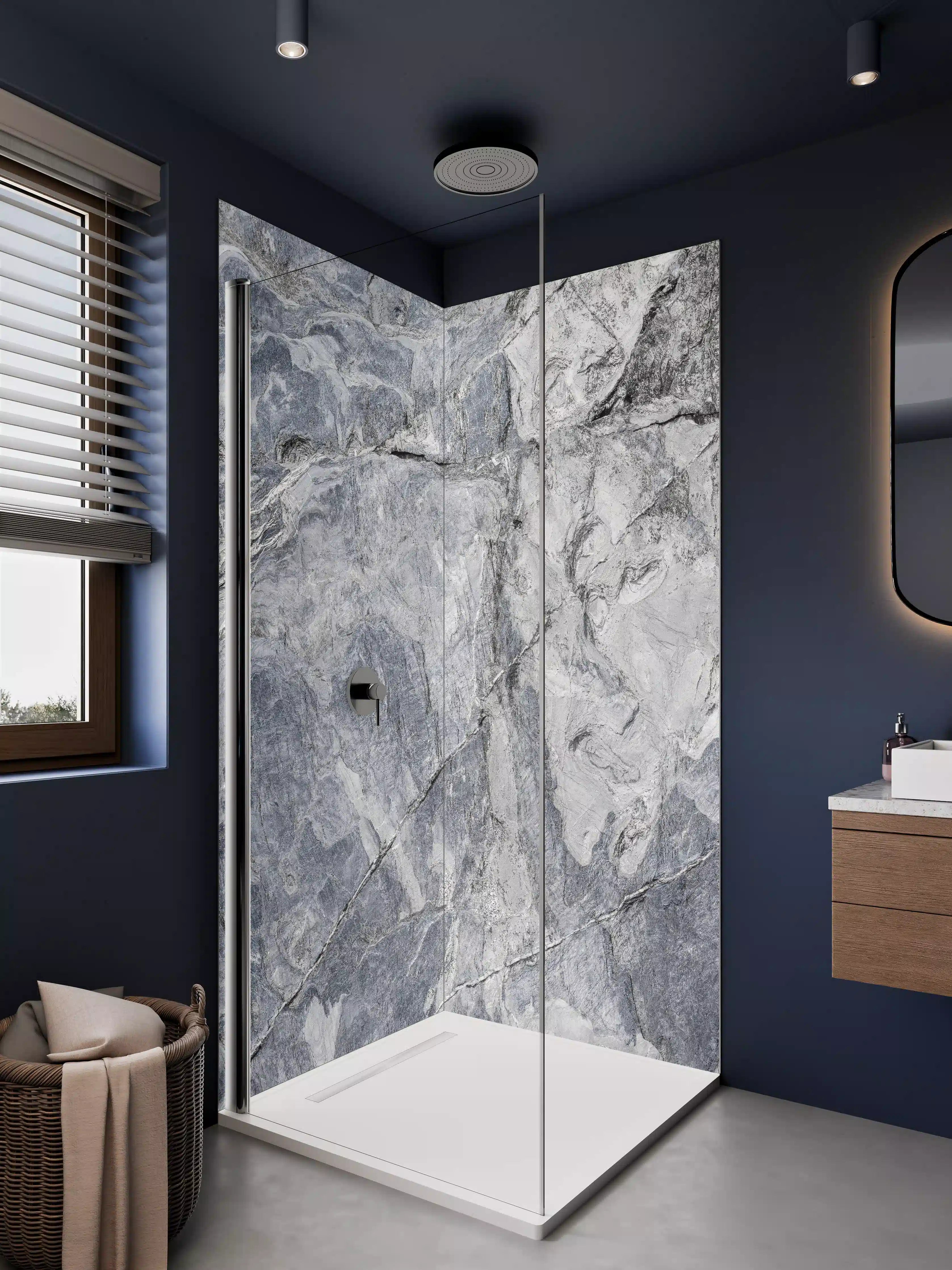 Duschrückwand - Graue Steine mit Struktur und Textur