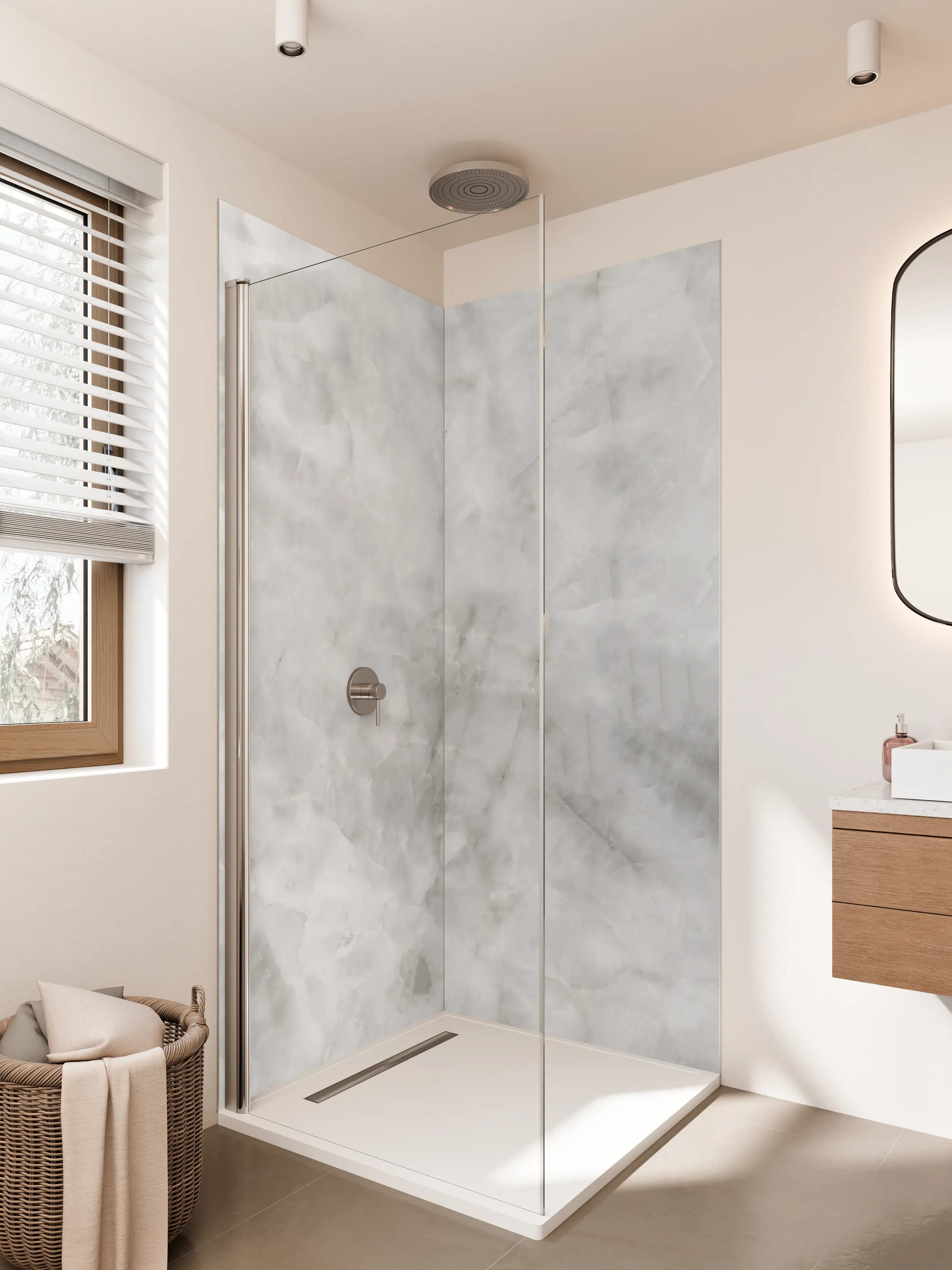 Duschrückwand - Grauer Marmor-Feeling