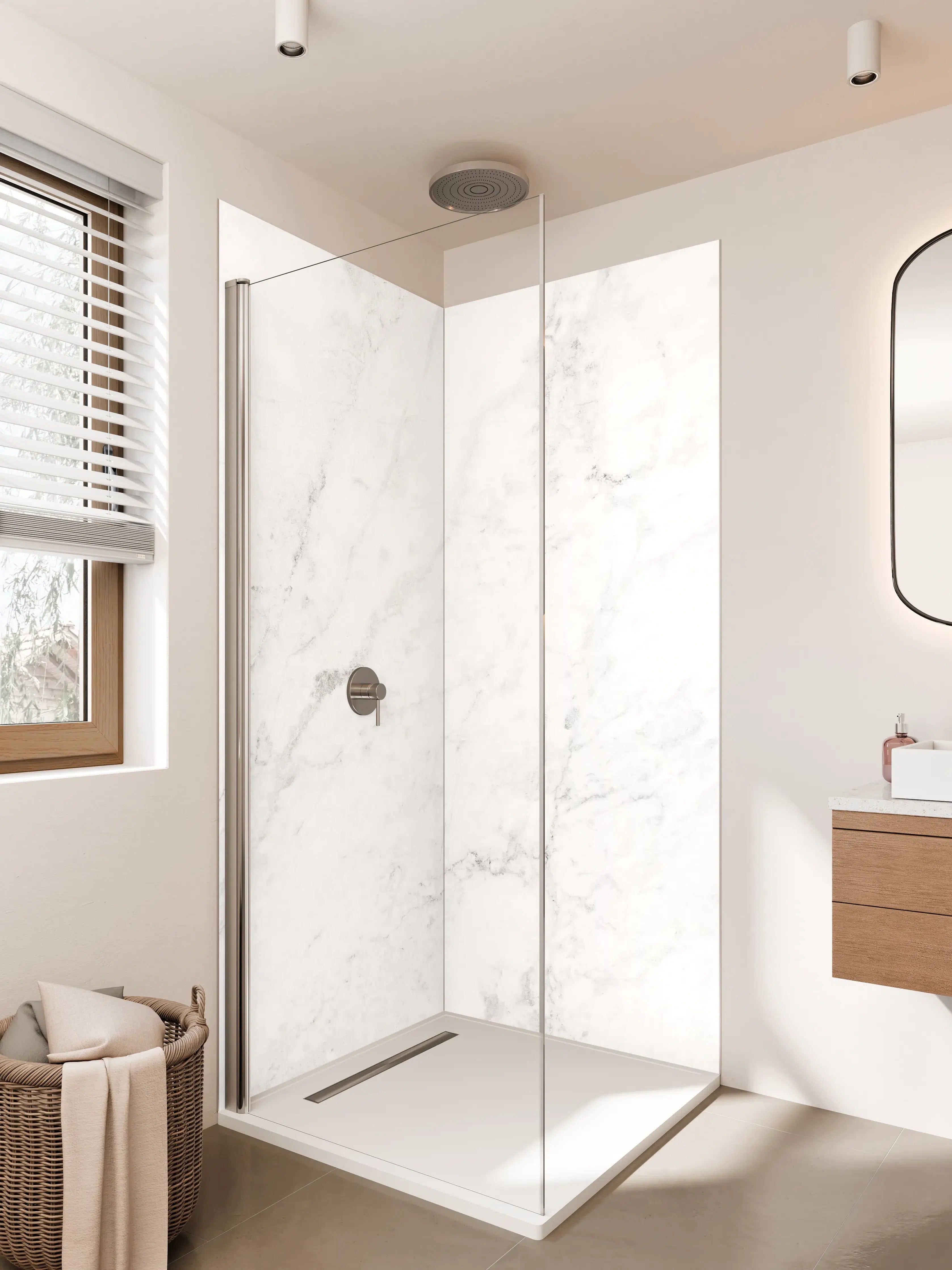 Duschrückwand - Grauer Marmortraum