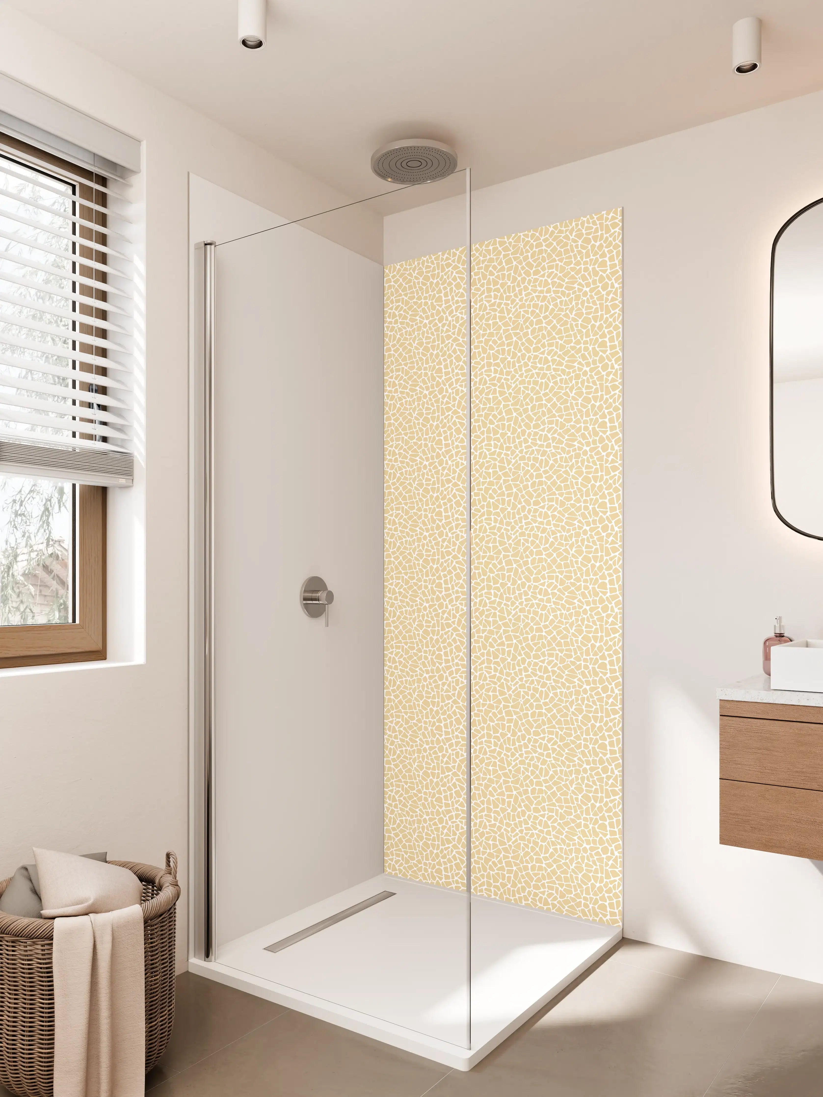 Duschrückwand - Helle perlmuttartige Cracked-Effekt-Textur