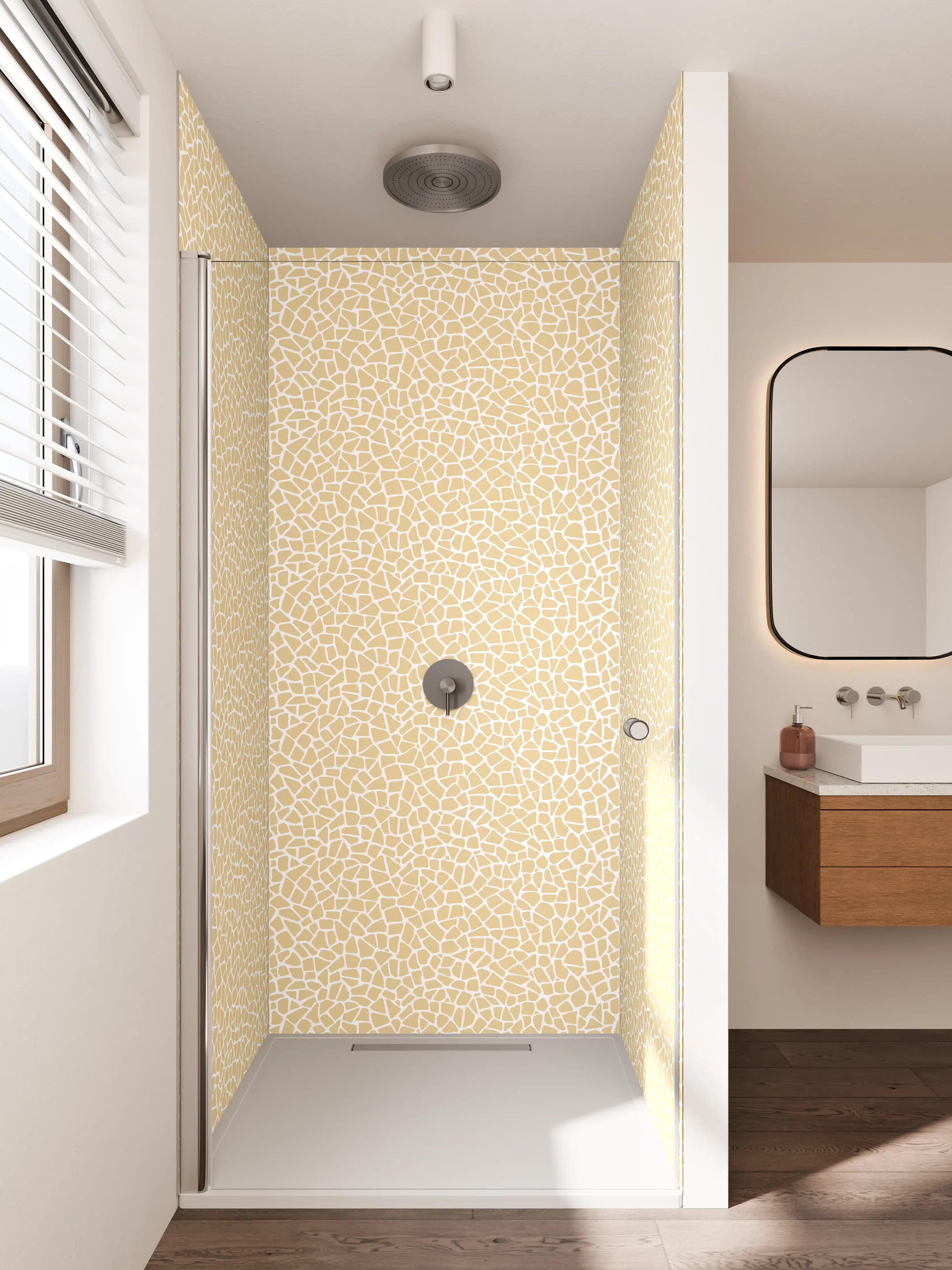 Duschrückwand - Helle perlmuttartige Cracked-Effekt-Textur