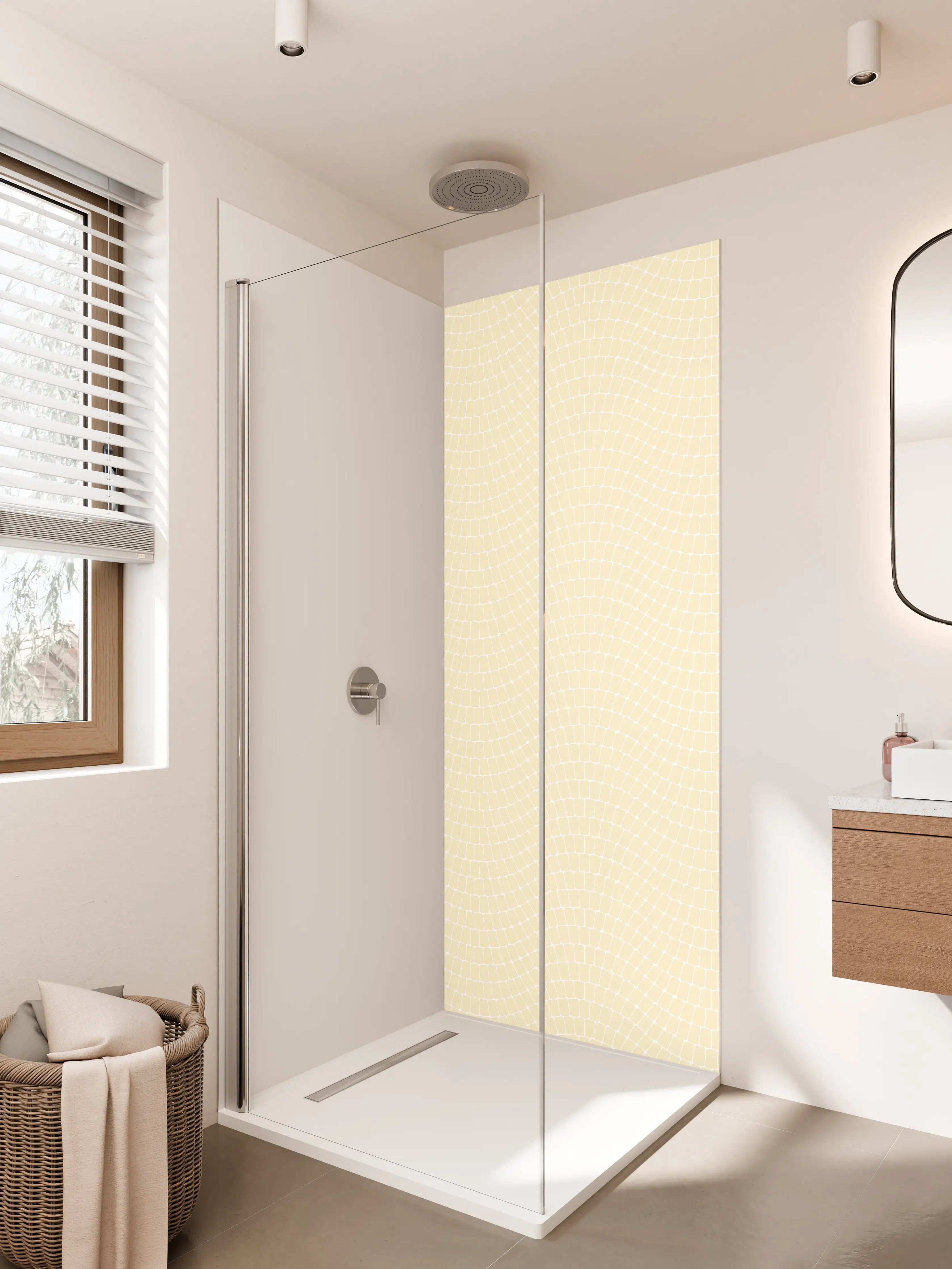 Duschrückwand - Helle, geometrische Mustergestaltung in Beige