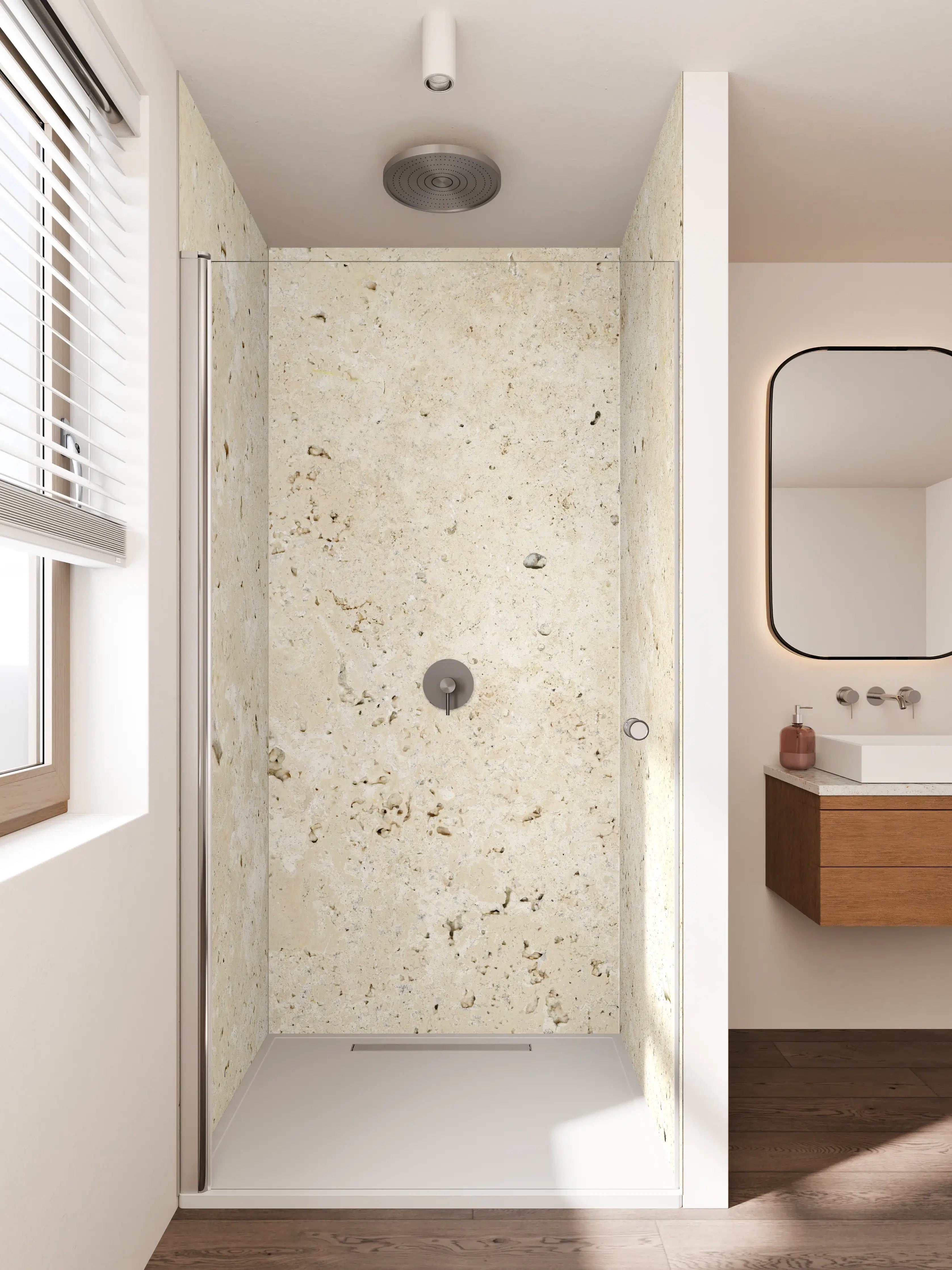 Duschrückwand - Helles Sandstein-Muster in Naturtönen