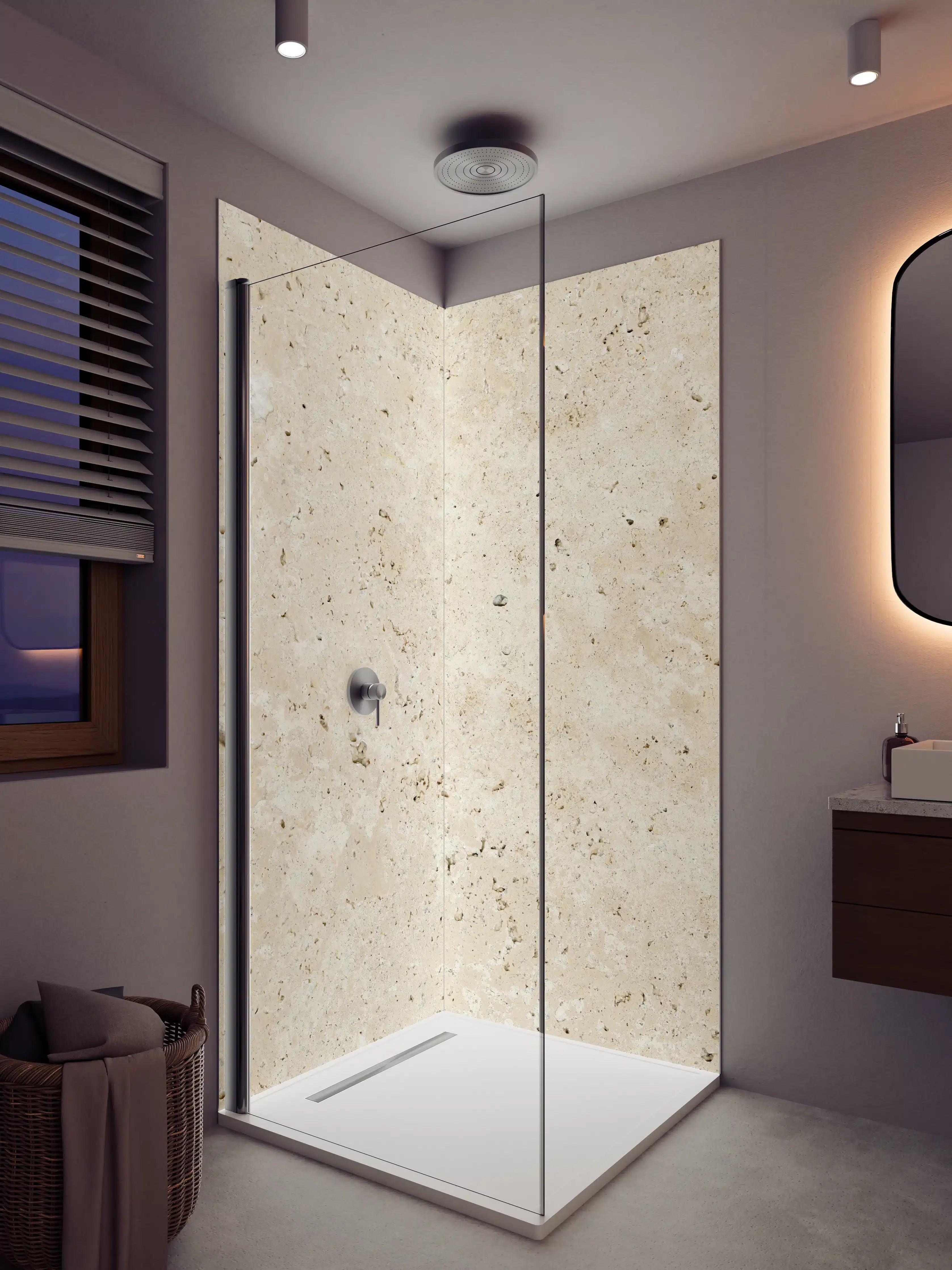 Duschrückwand - Helles Sandstein-Muster in Naturtönen