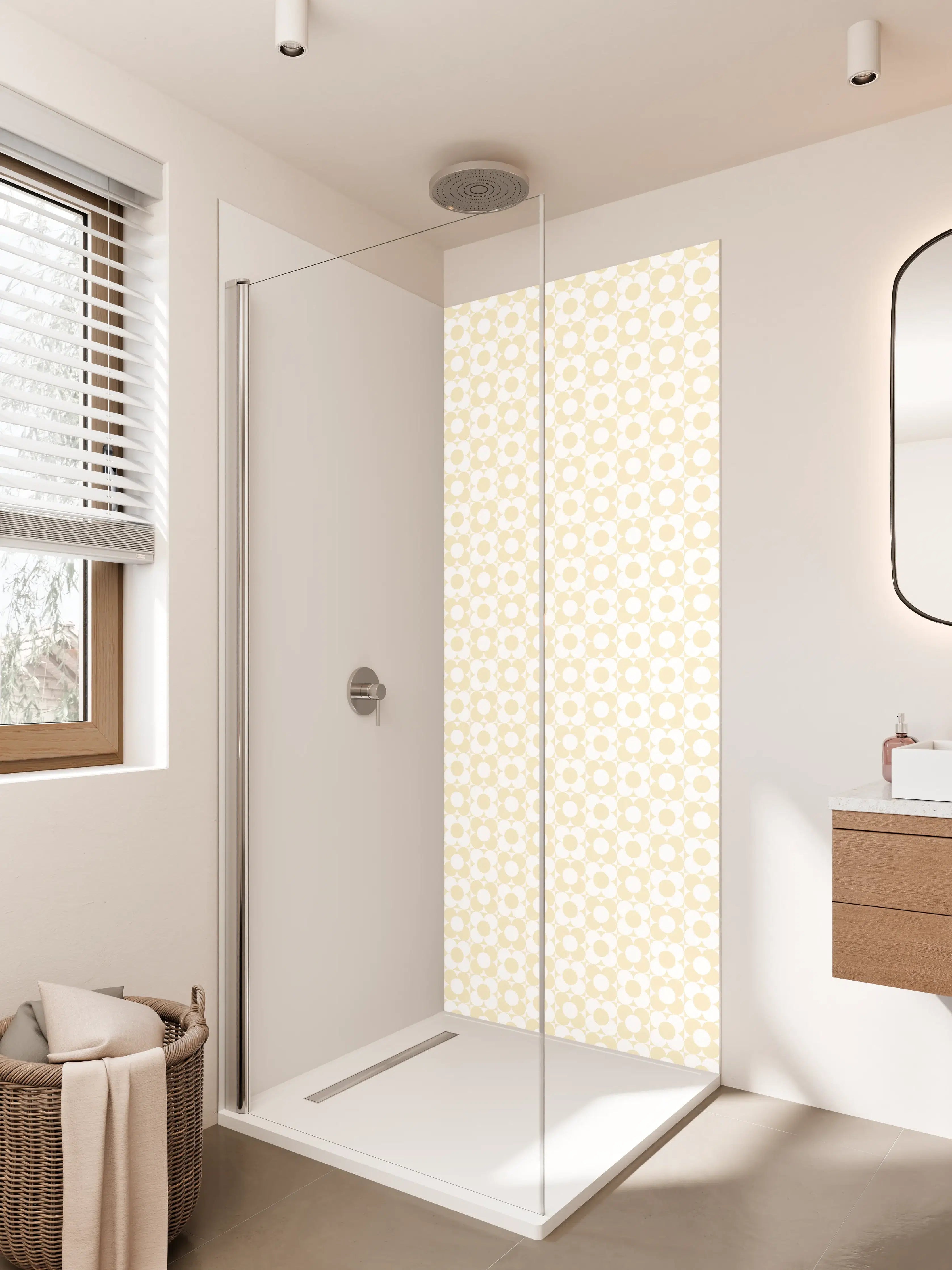 Duschrückwand - Helles geometrisches Muster in Beige-Tönen