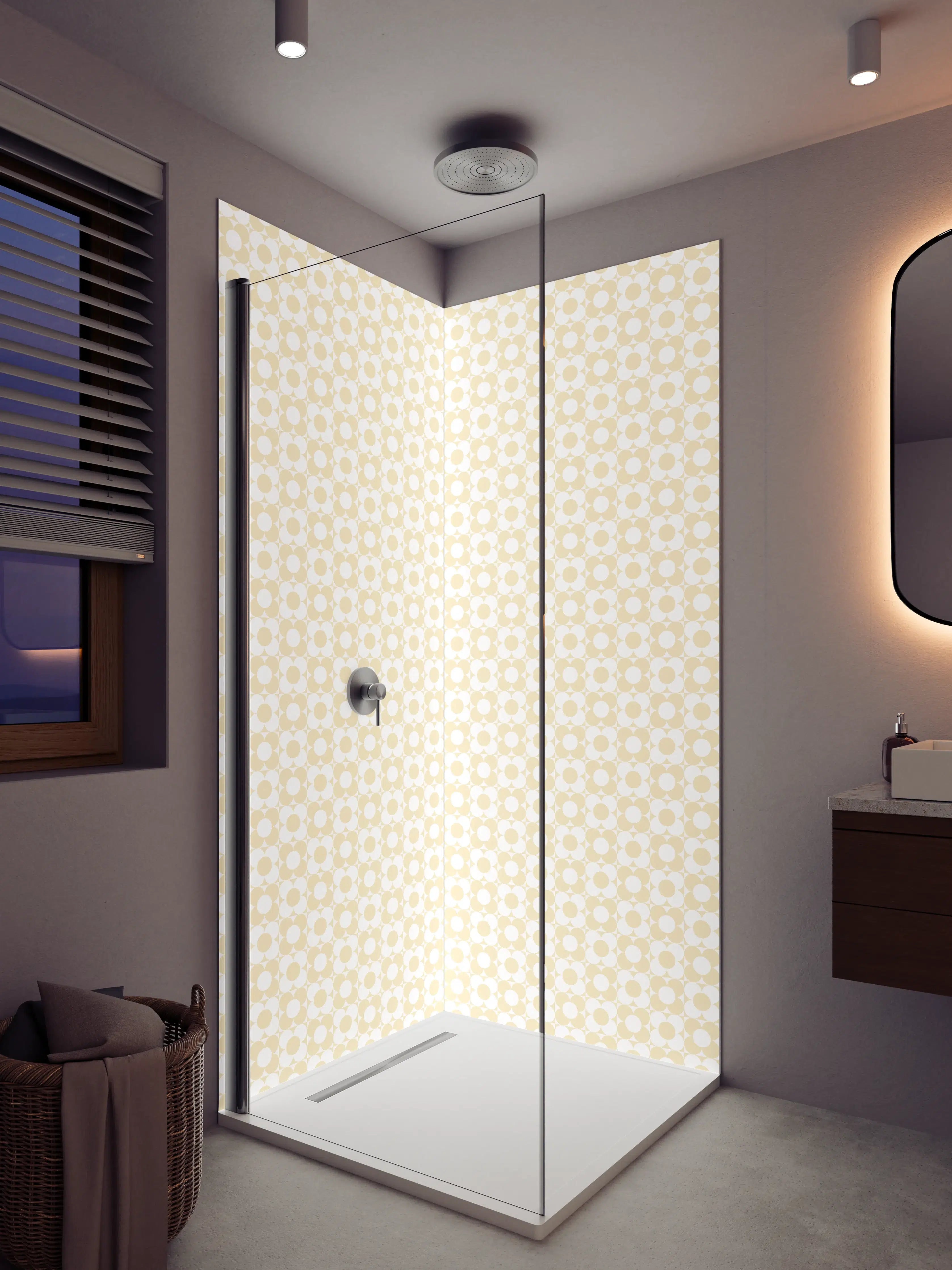 Duschrückwand - Helles geometrisches Muster in Beige-Tönen