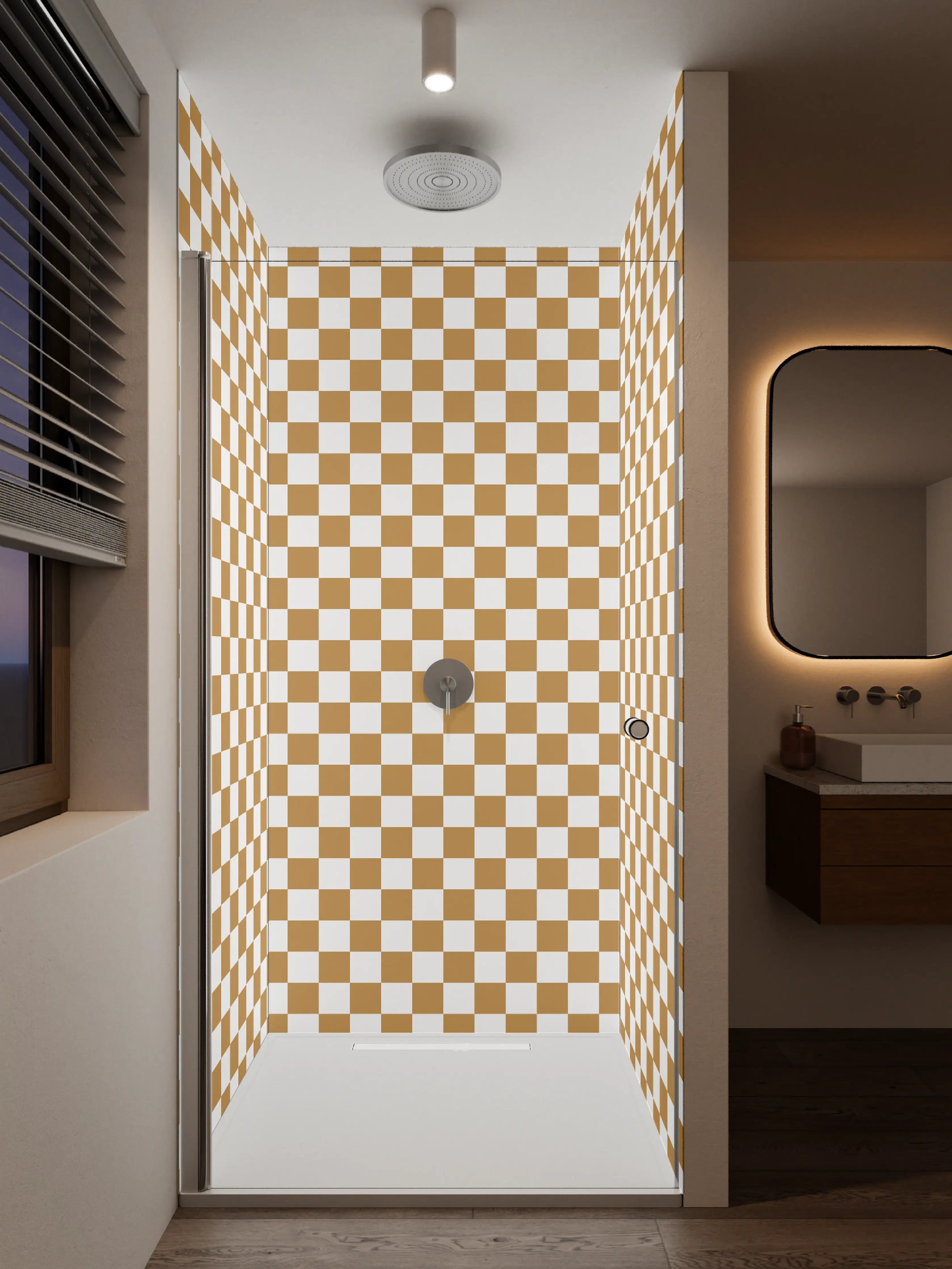 Duschrückwand - Kaffeetassendesign in Karamellbraun