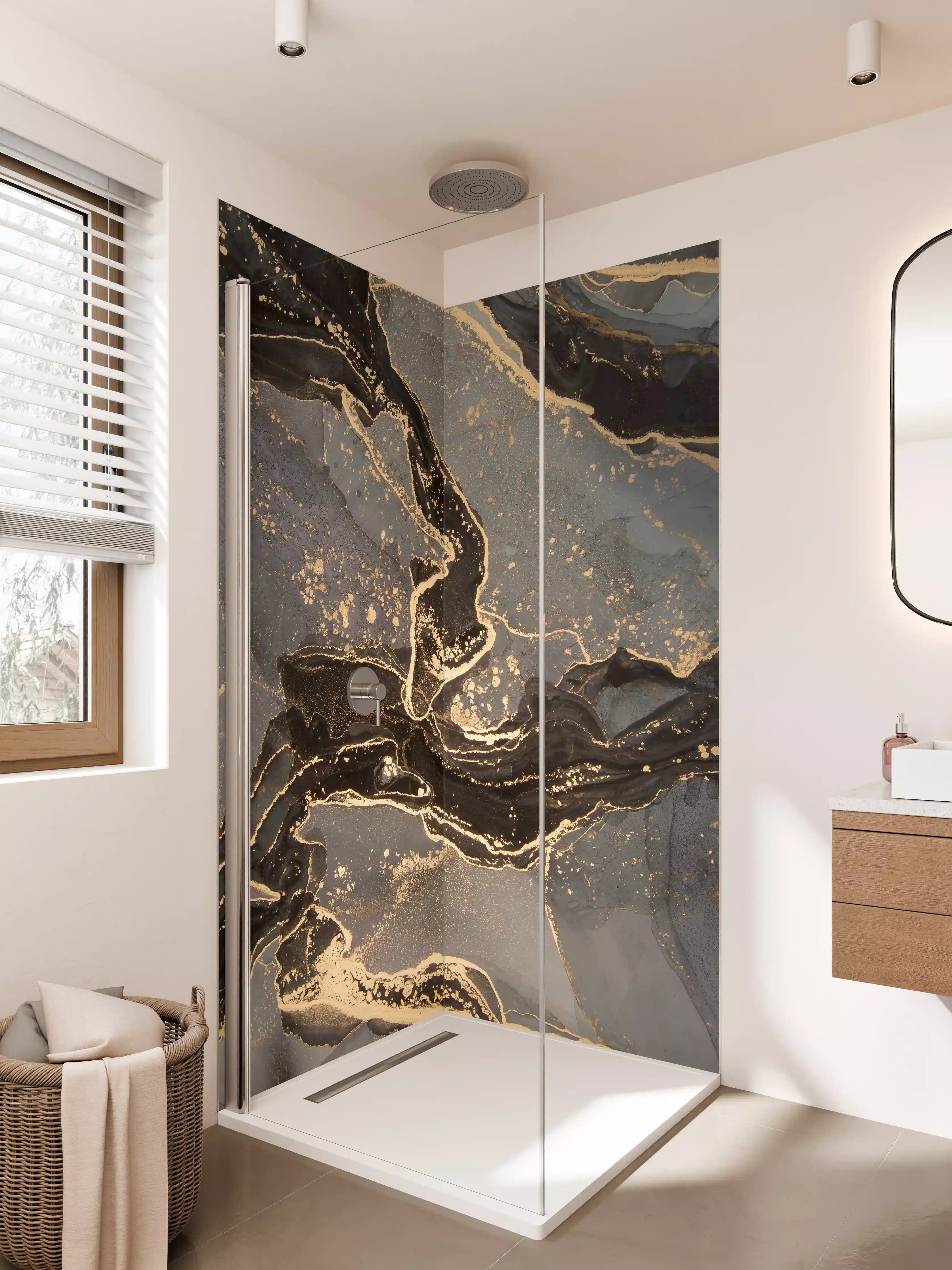 Duschrückwand - Luxuriöse abstrakte Flüssigkunstmalerei