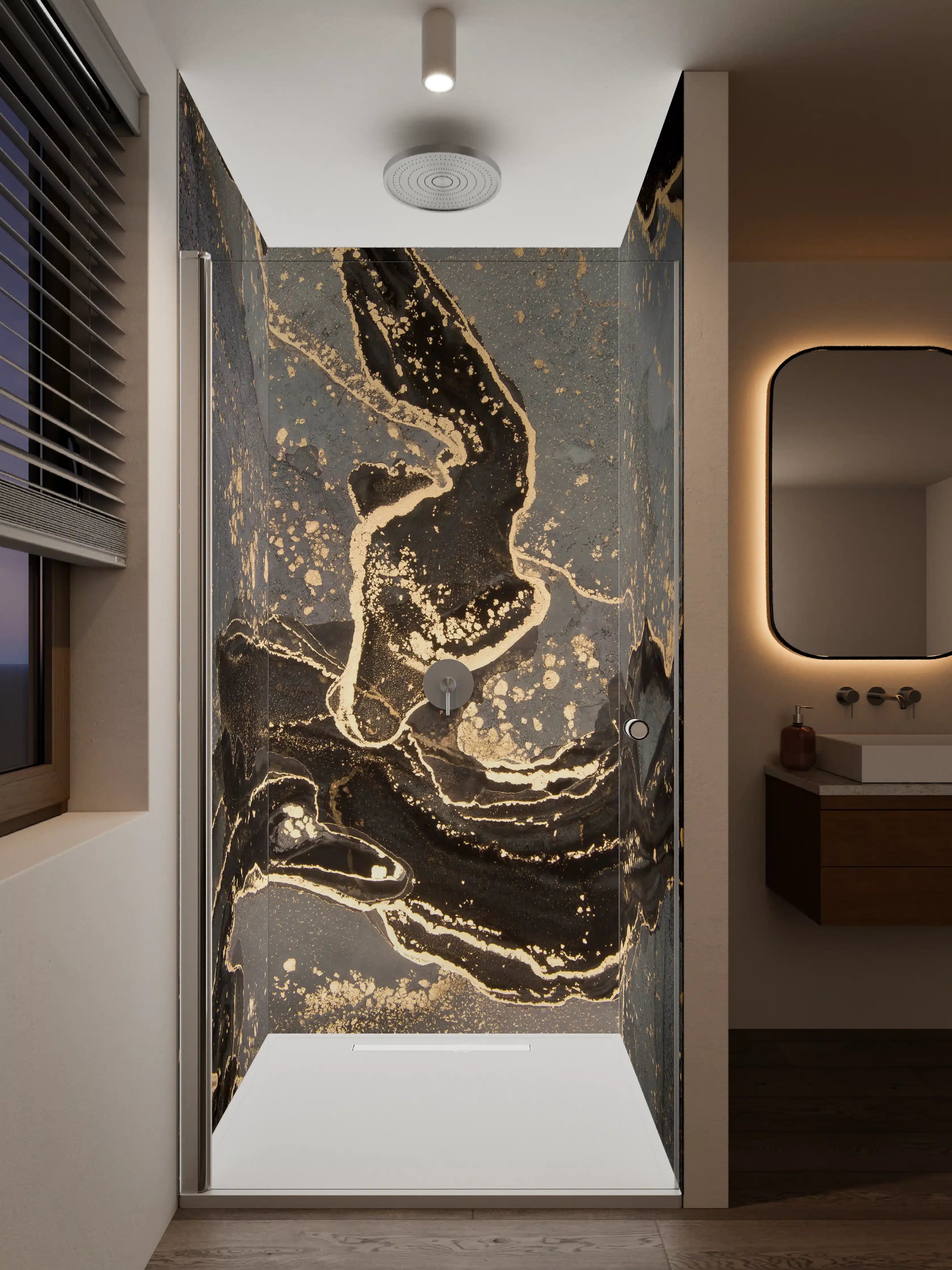 Duschrückwand - Luxuriöse abstrakte Flüssigkunstmalerei