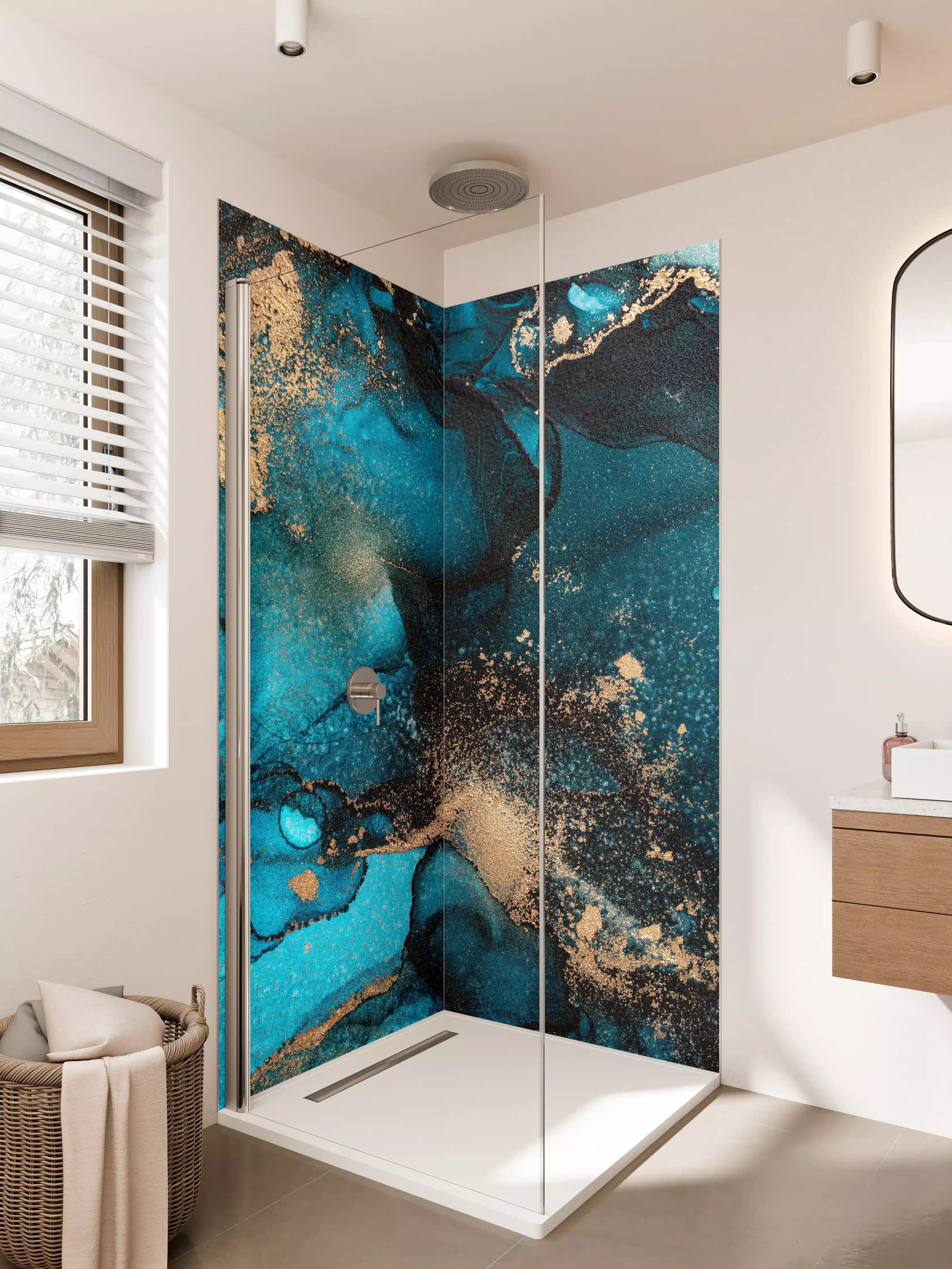 Duschrückwand - Marmor Wand Design - Flüssigmalerei