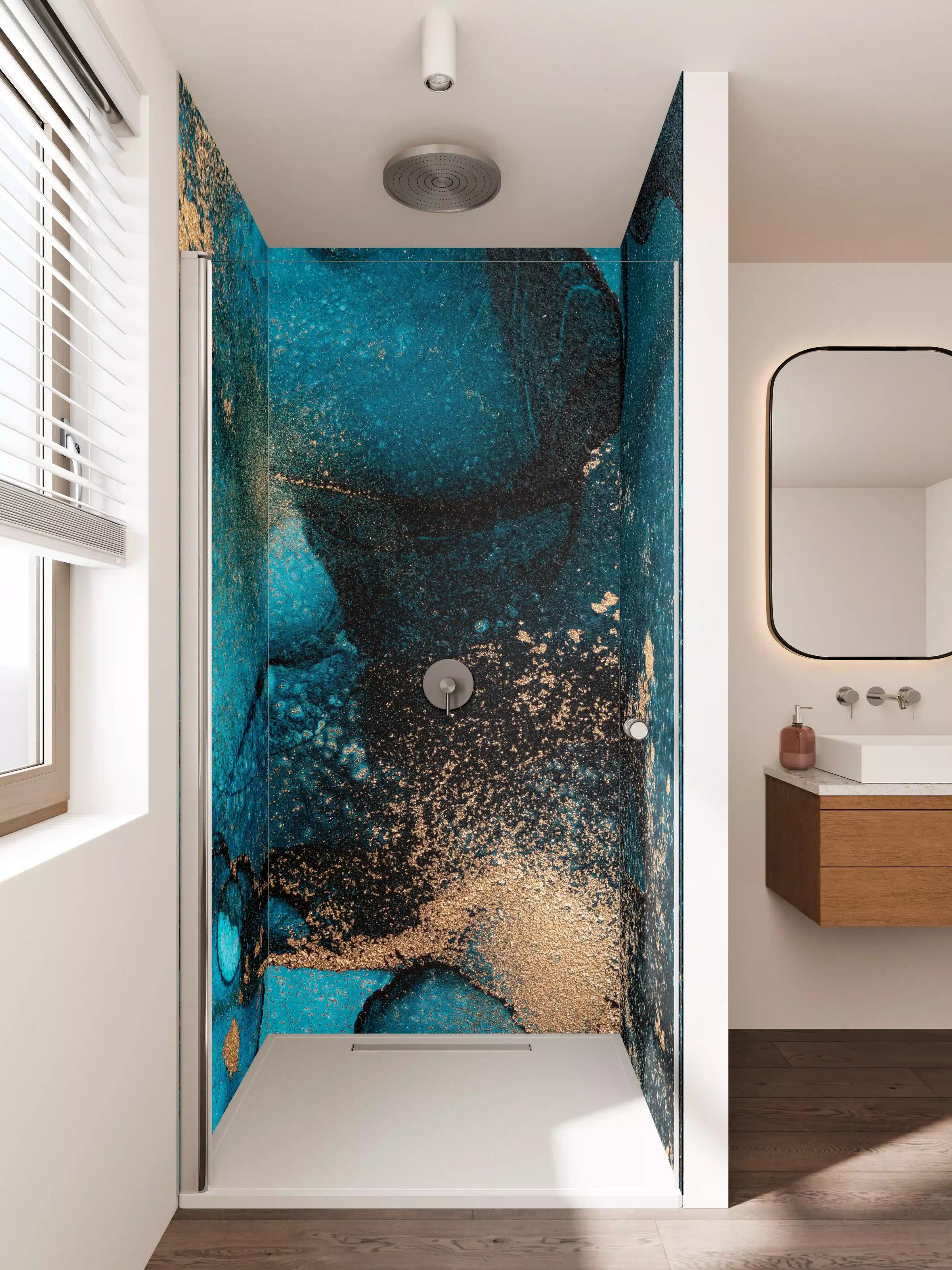 Duschrückwand - Marmor Wand Design - Flüssigmalerei