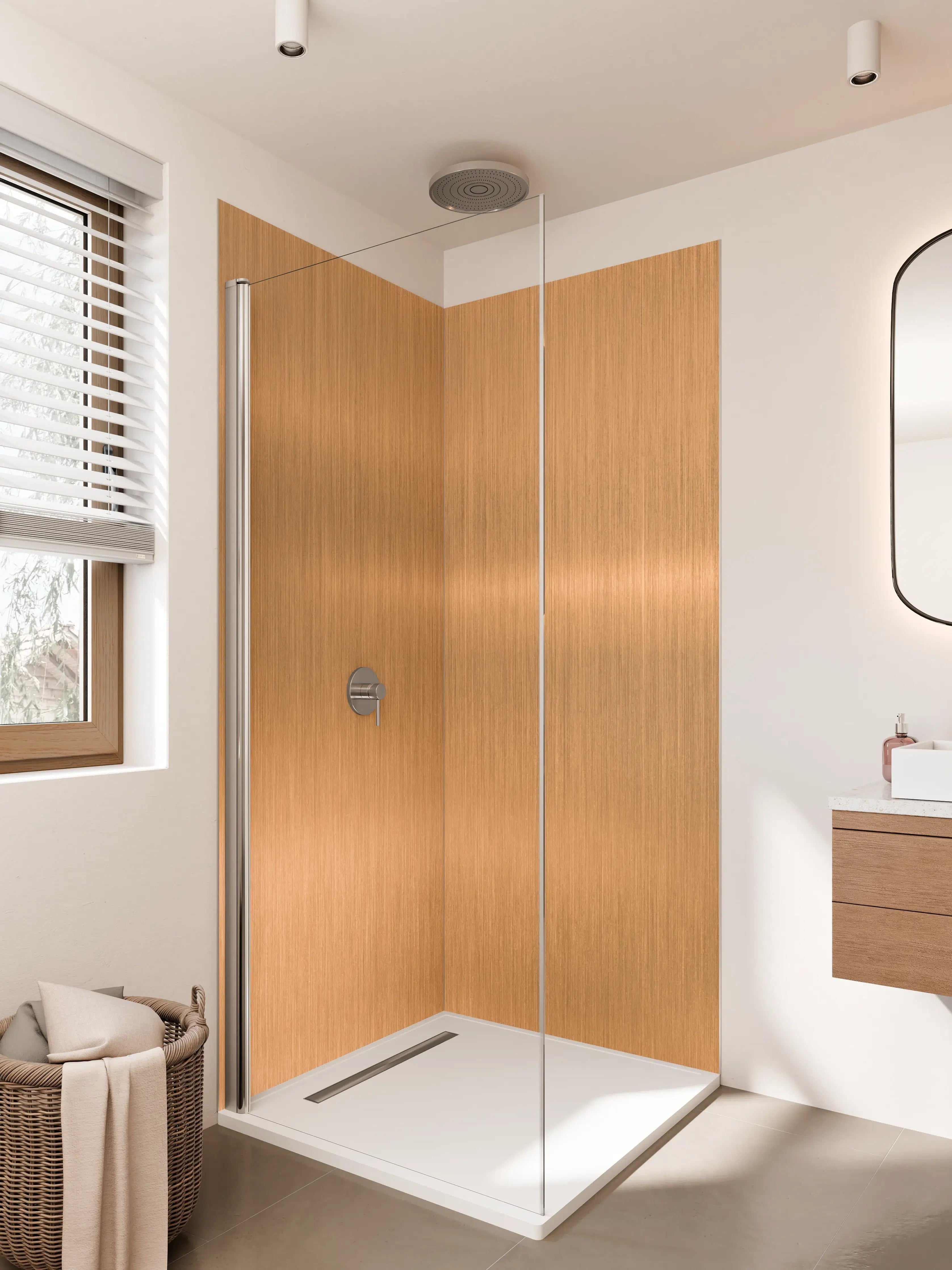 Duschrückwand - Metallische Kupferplatte