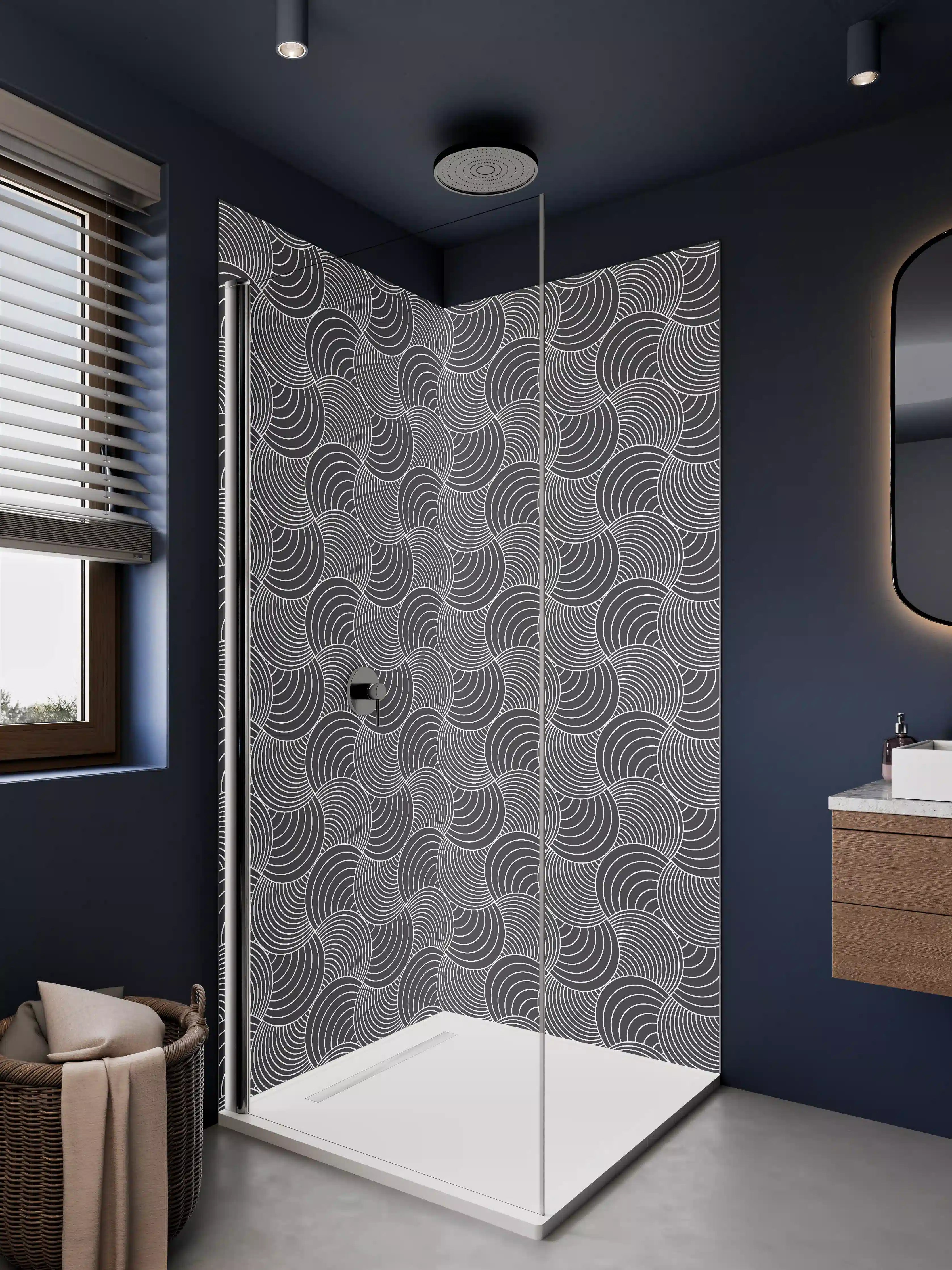 Duschrückwand - Moderne geometrische Schwarz-Weiß-Design
