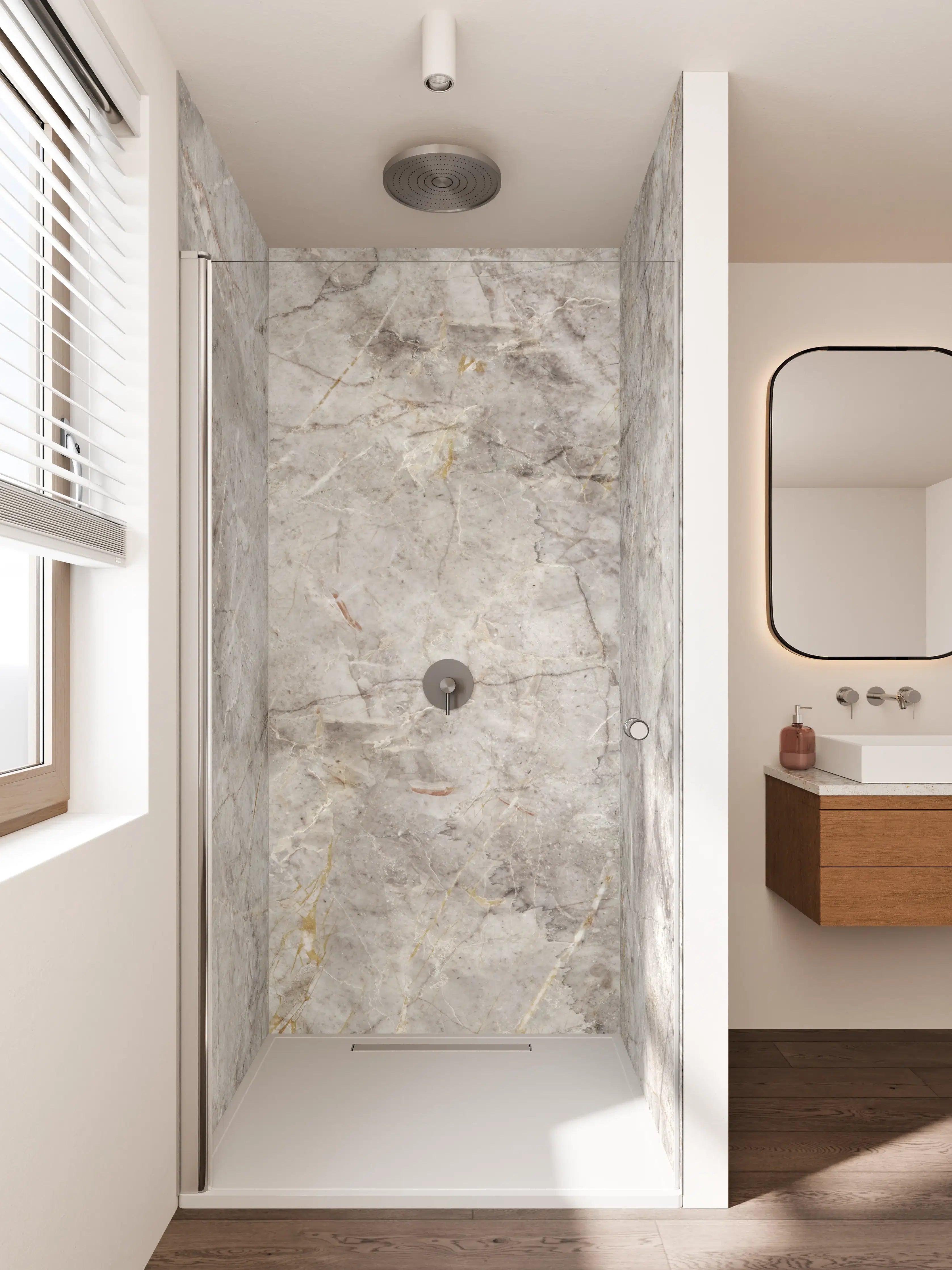 Duschrückwand - Moderne graue Fliesen-Textur