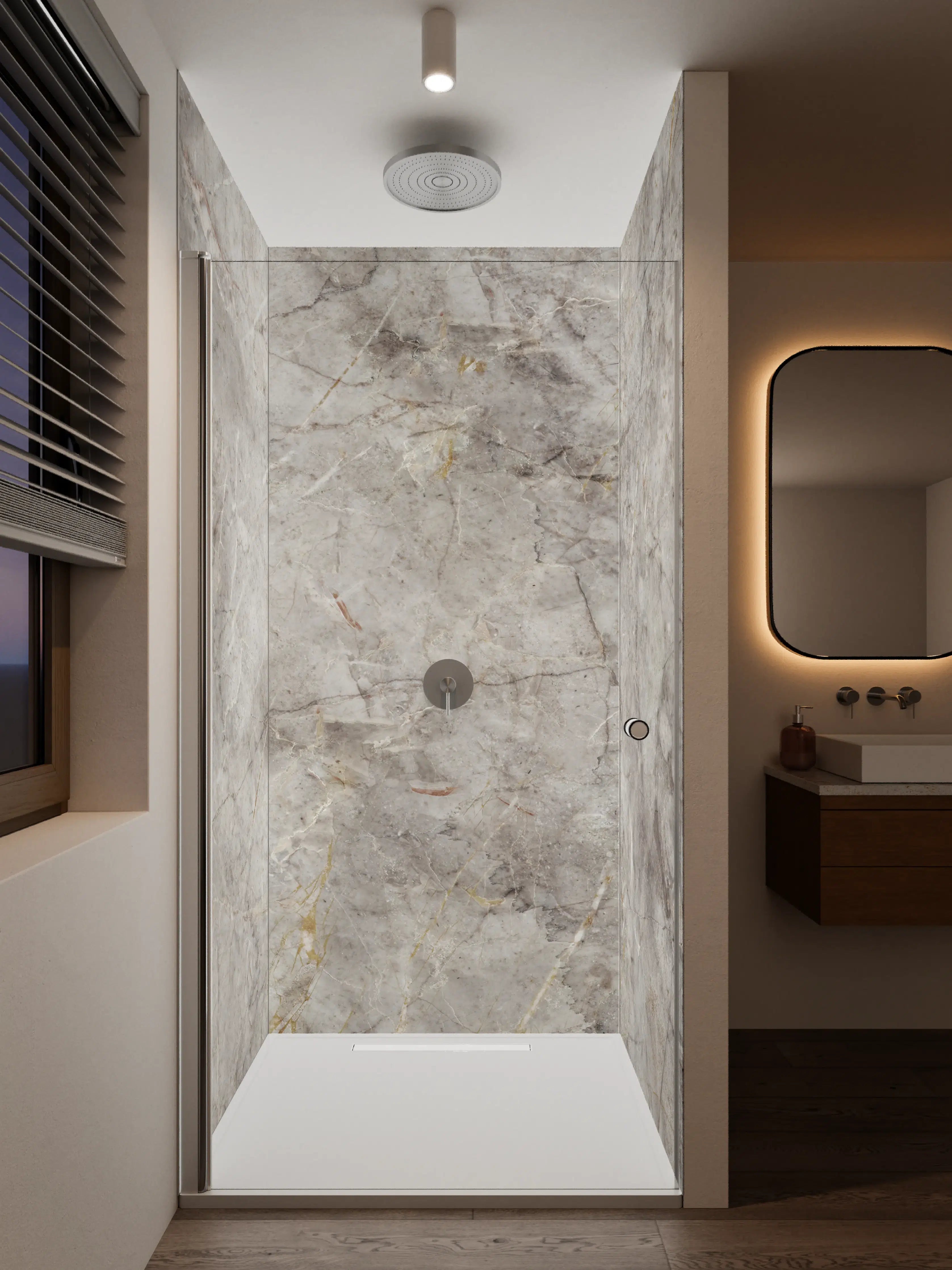 Duschrückwand - Moderne graue Fliesen-Textur