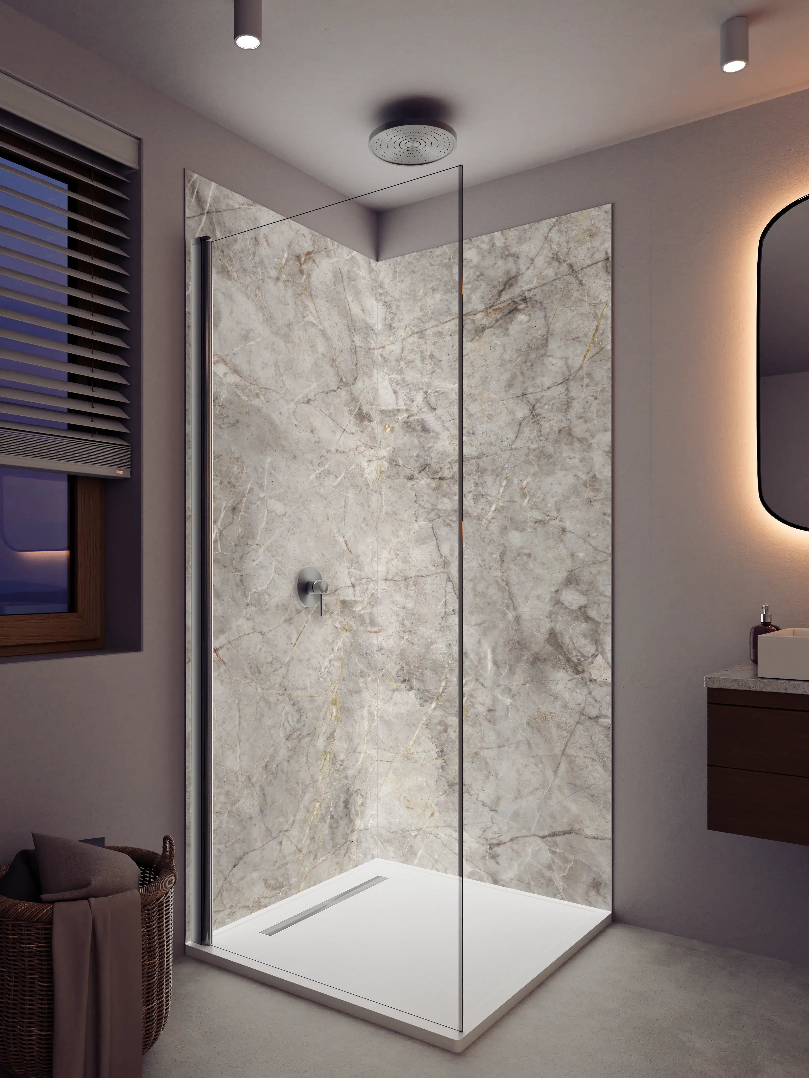 Duschrückwand - Moderne graue Fliesen-Textur