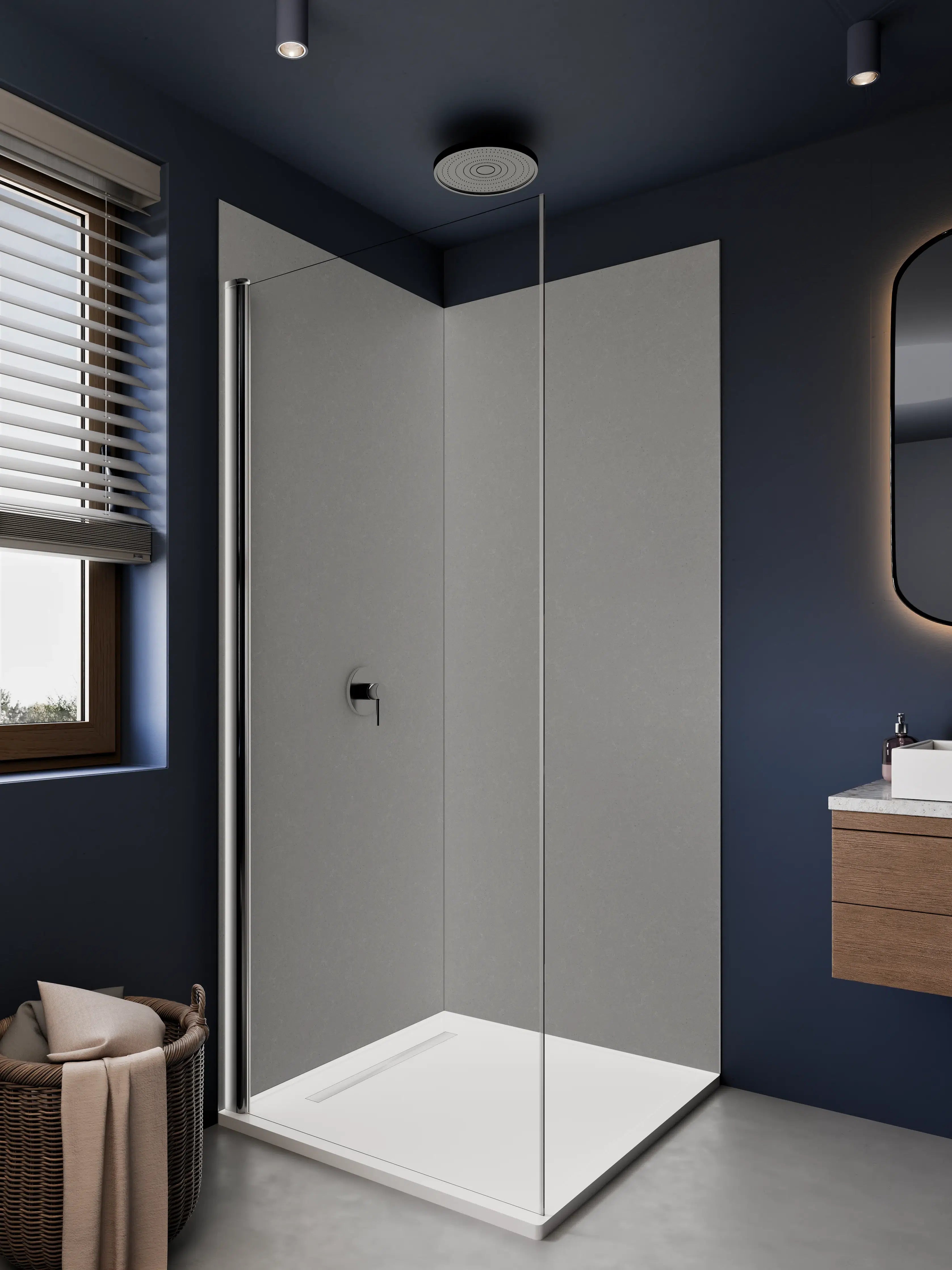 Duschrückwand - Moderne graue Fliesen mit matter Oberfläche