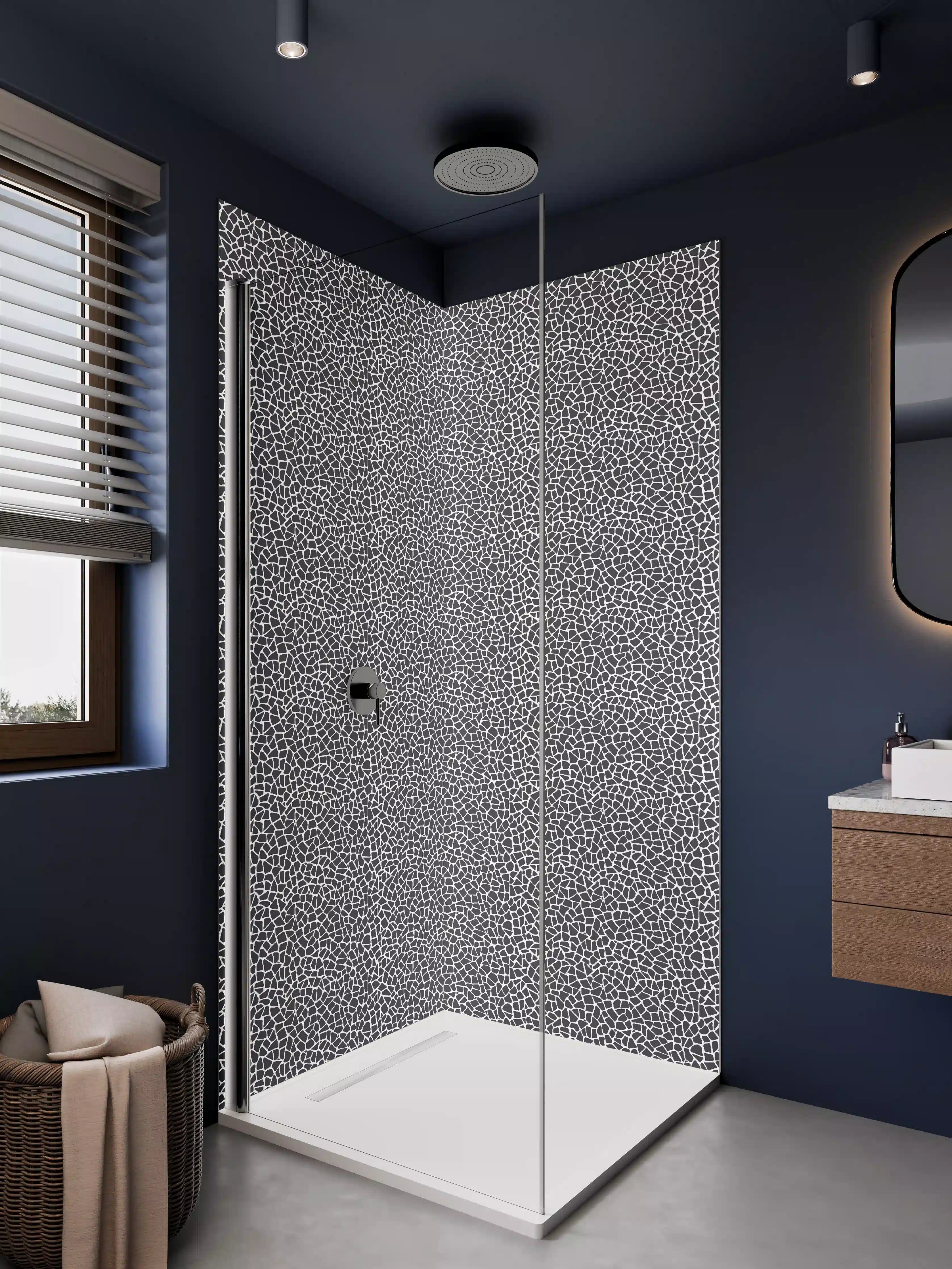 Duschrückwand - Moderne, strukturierte Schwarz-Weiß-Musterung