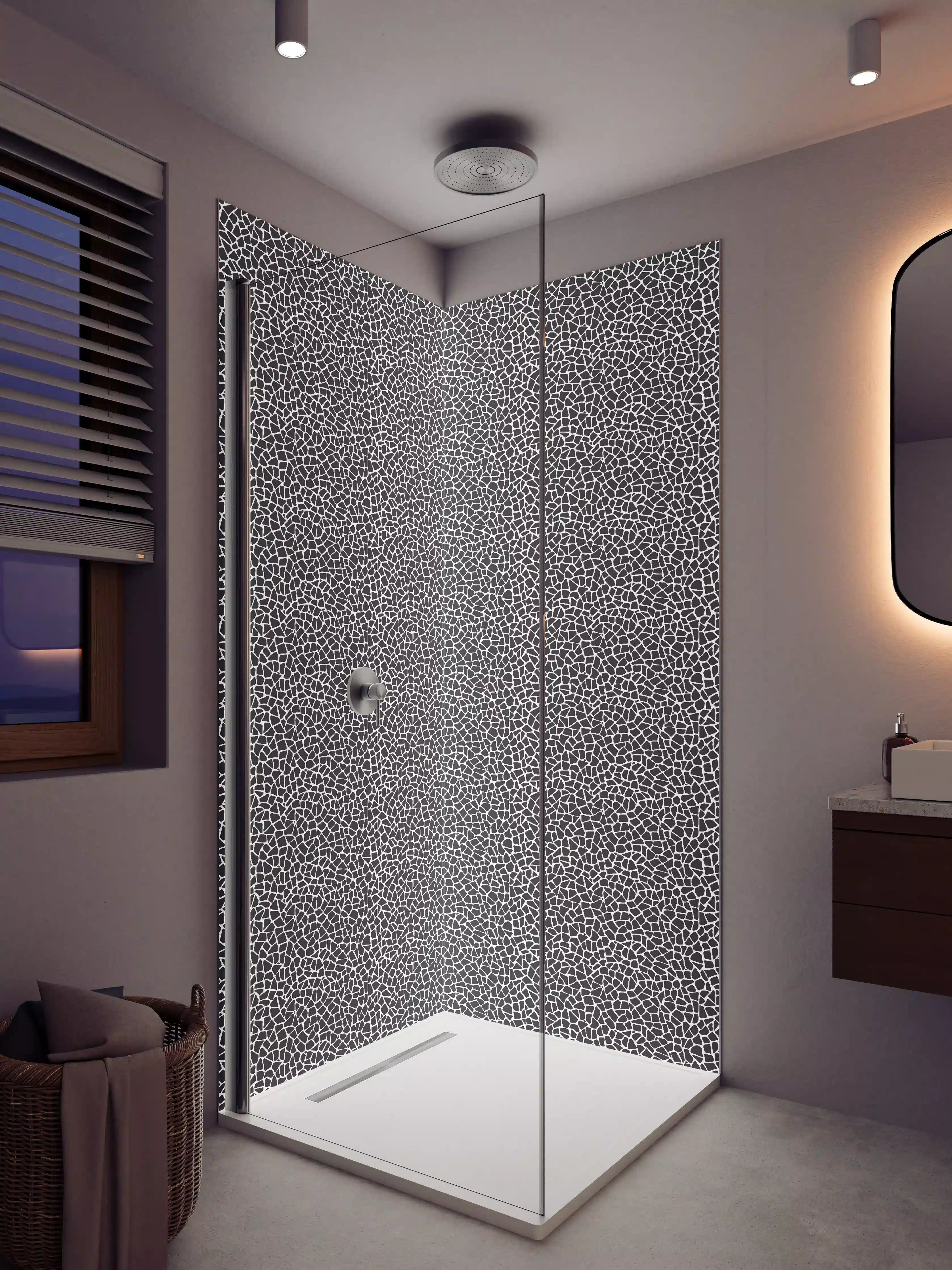 Duschrückwand - Moderne, strukturierte Schwarz-Weiß-Musterung