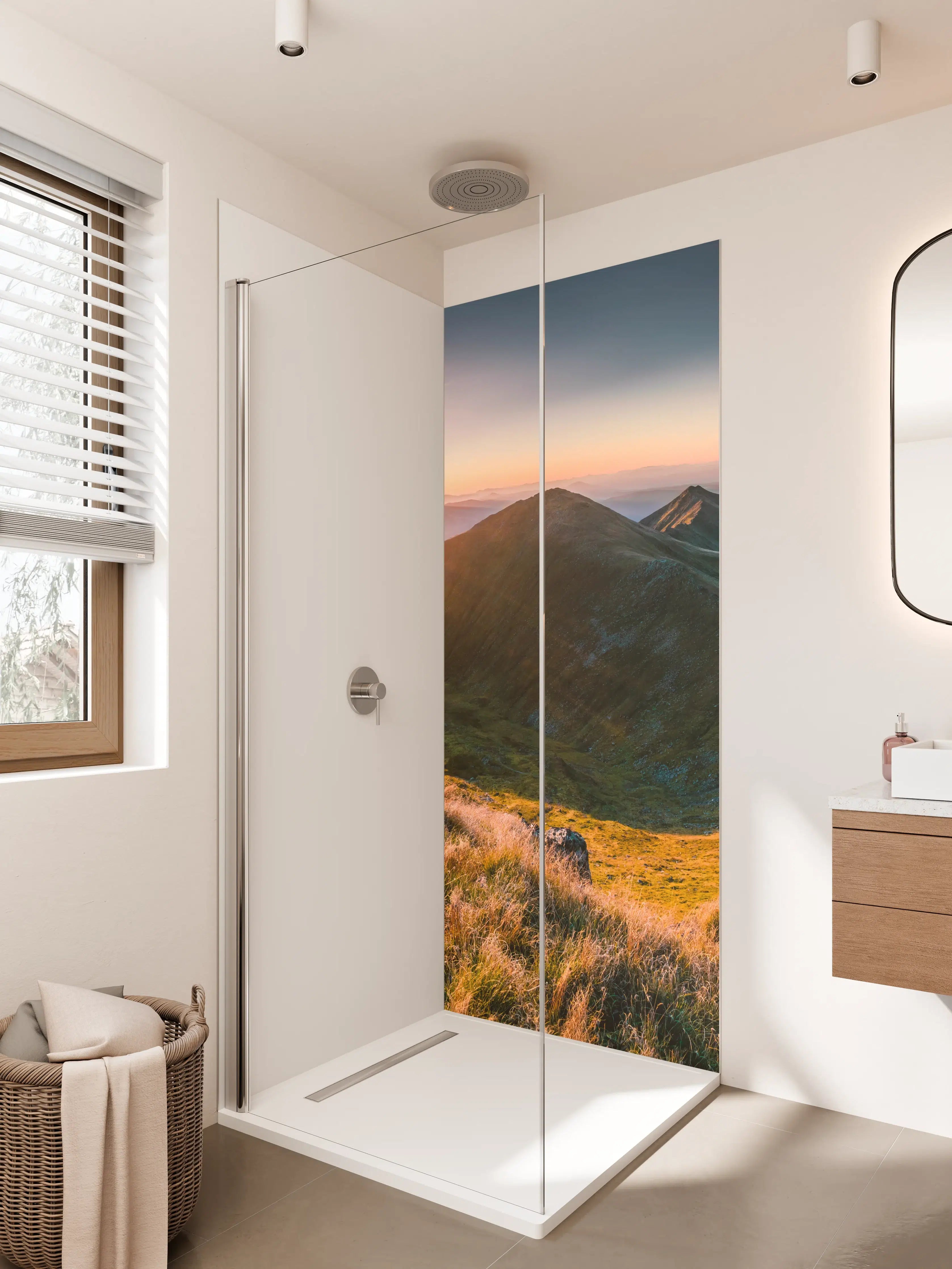 Duschrückwand - Morgengrauen zwischen Wolken