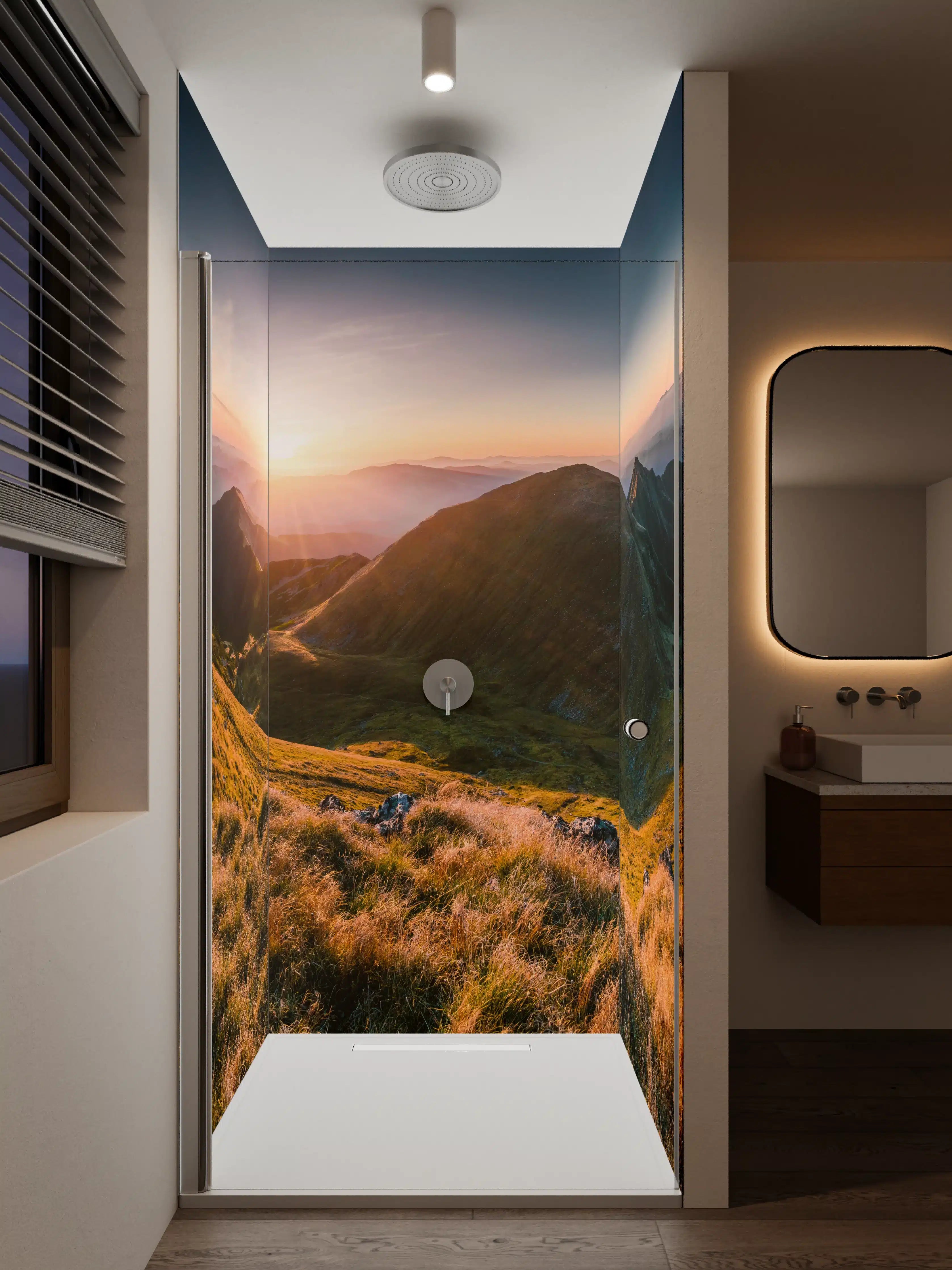 Duschrückwand - Morgengrauen zwischen Wolken