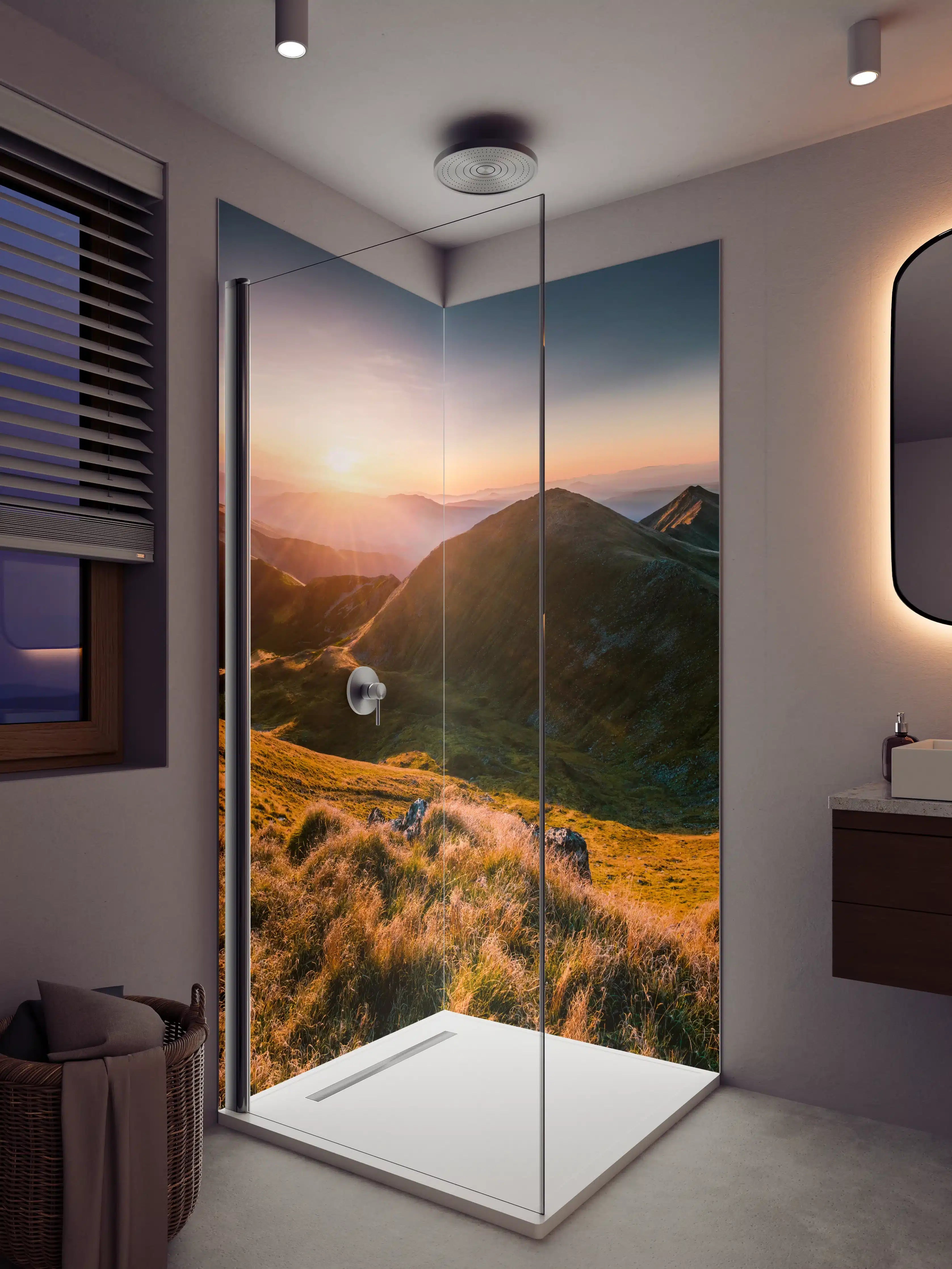 Duschrückwand - Morgengrauen zwischen Wolken