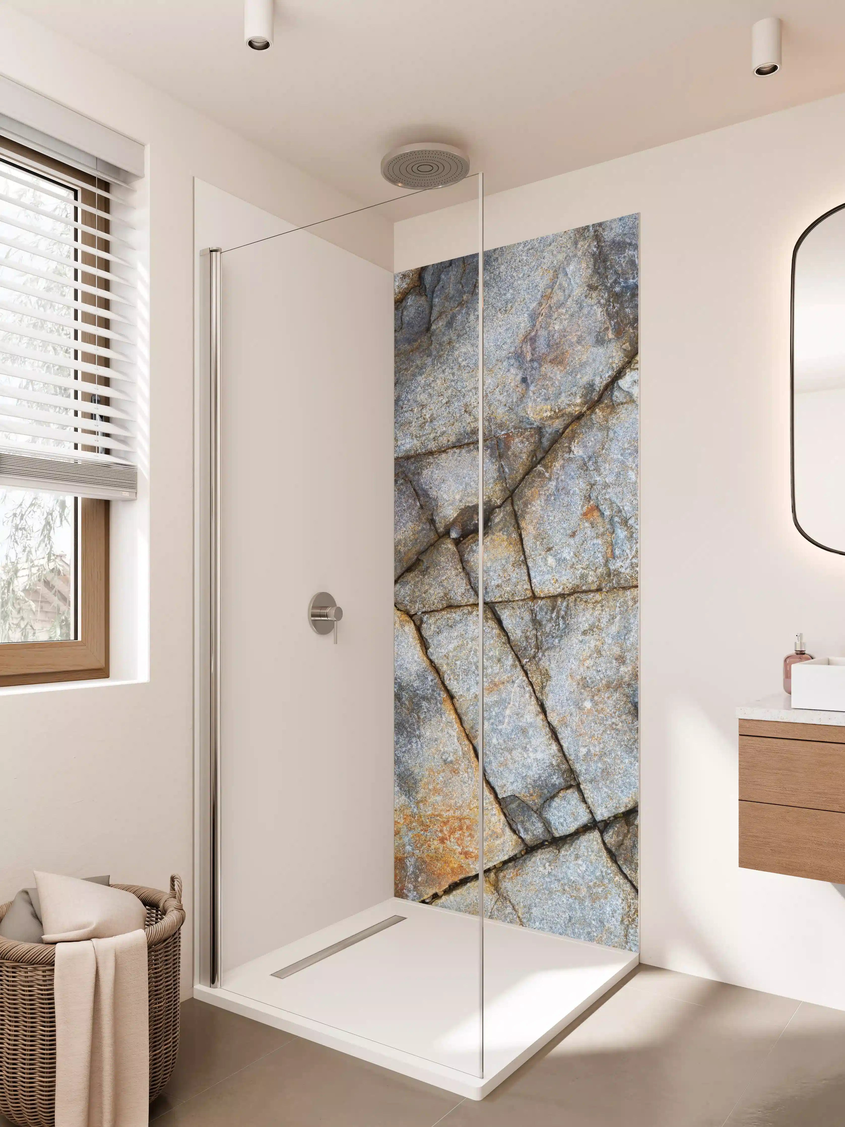 Duschrückwand - Naturstein mit braunen und grauen Nuancen