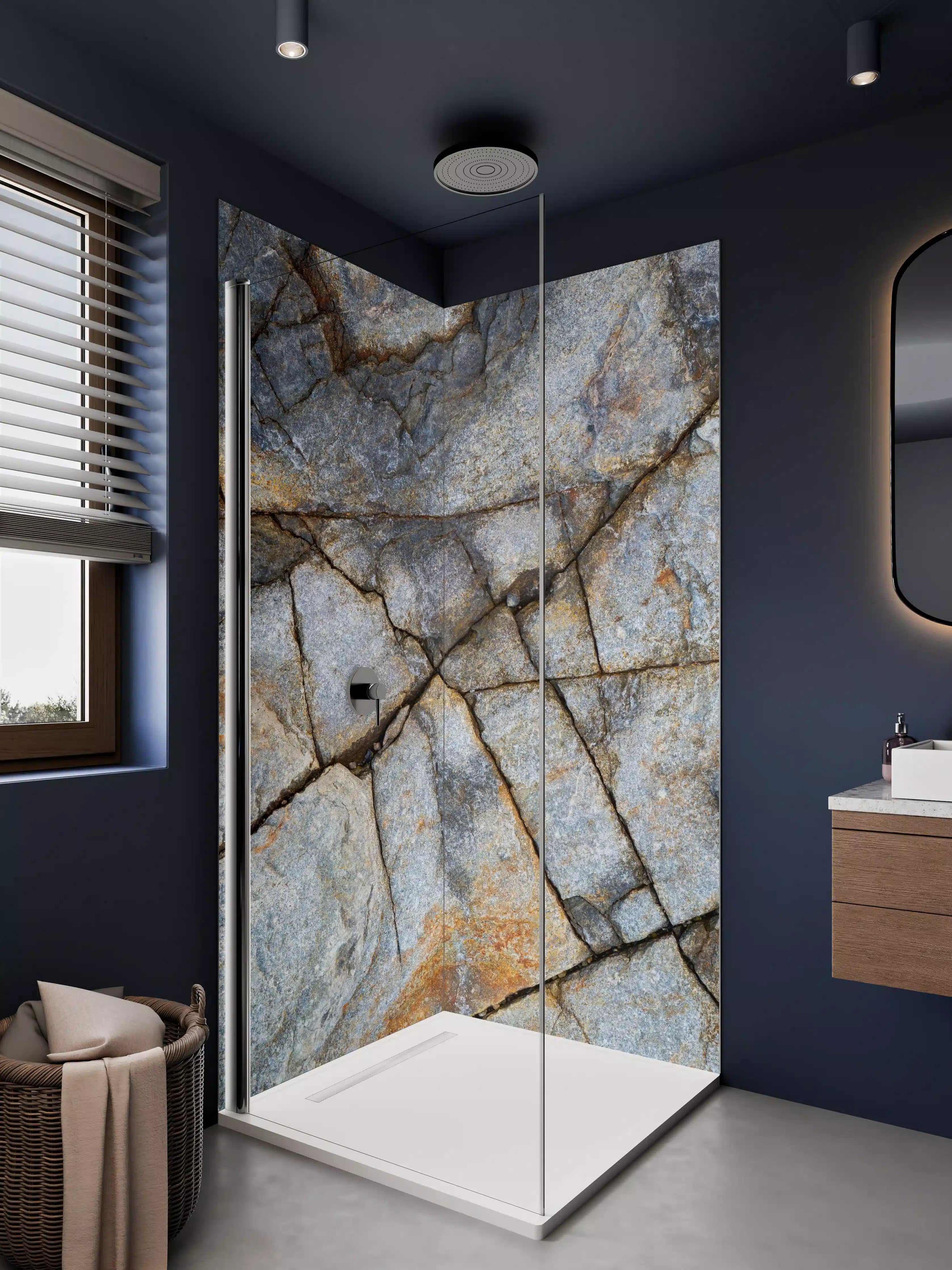 Duschrückwand - Naturstein mit braunen und grauen Nuancen