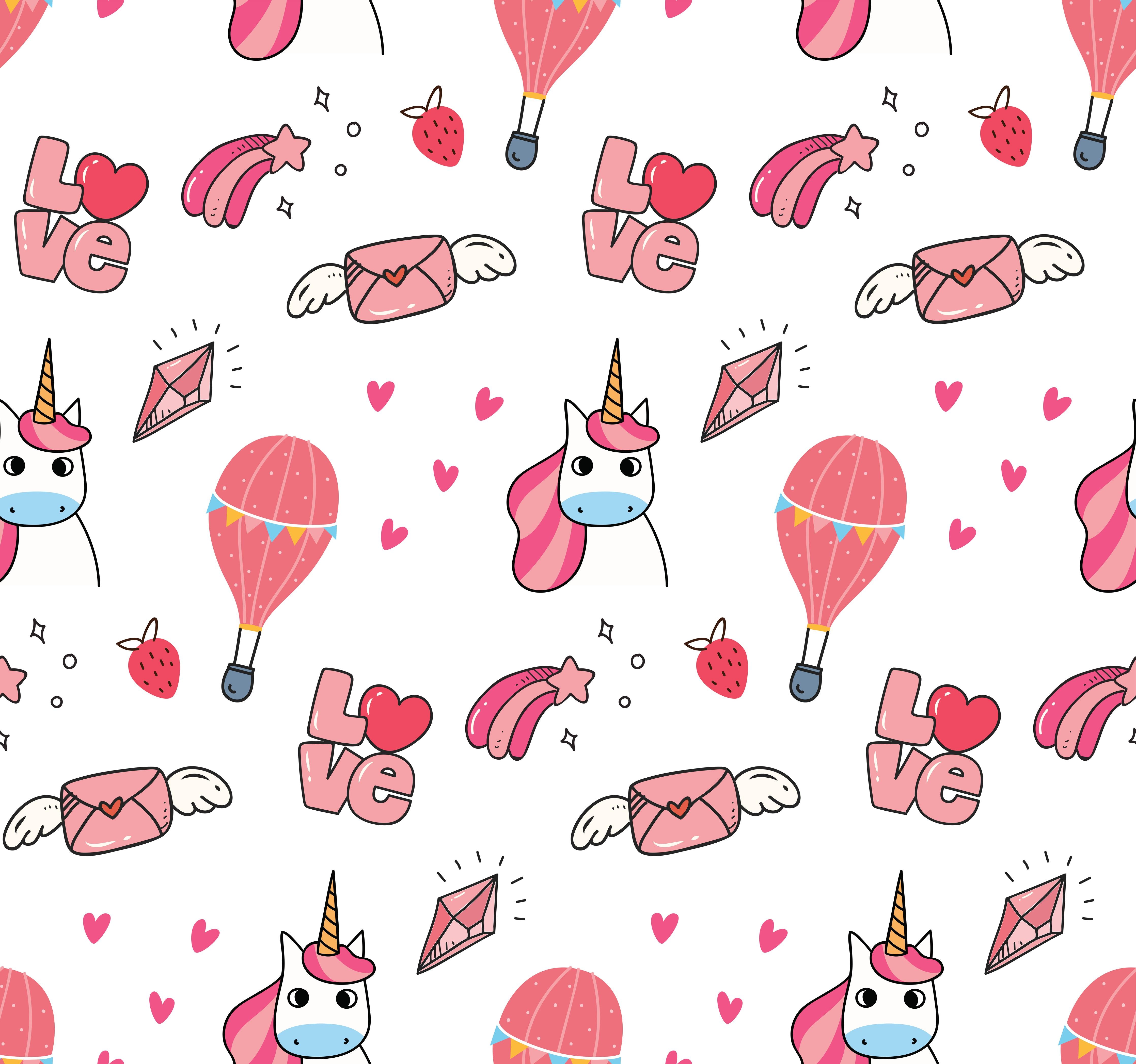 Duschrückwand-Niedliches Einhorn Love Balloon Musterdesign