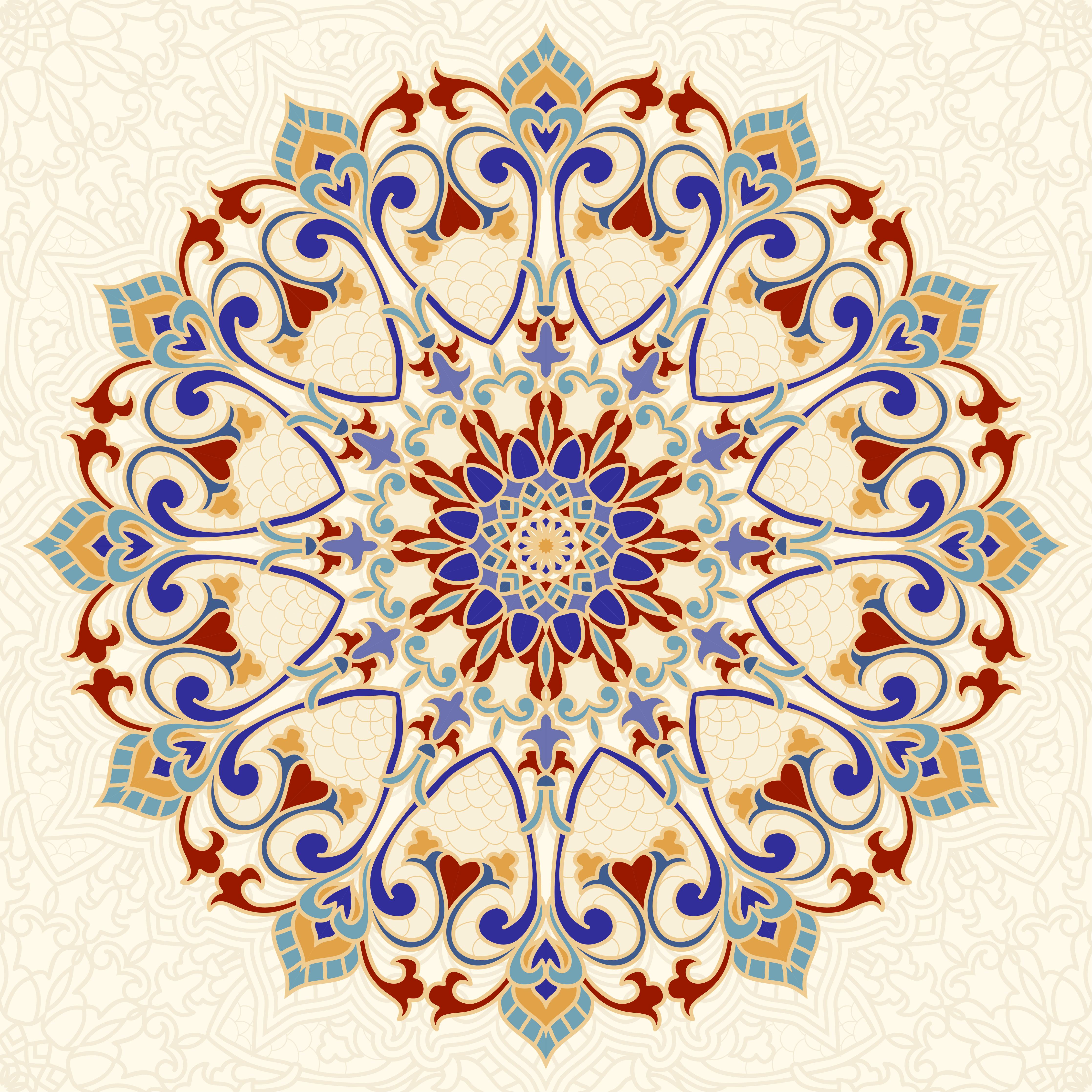 Duschrückwand-Ornamentales Mosaik Mandala in leuchtenden Farben