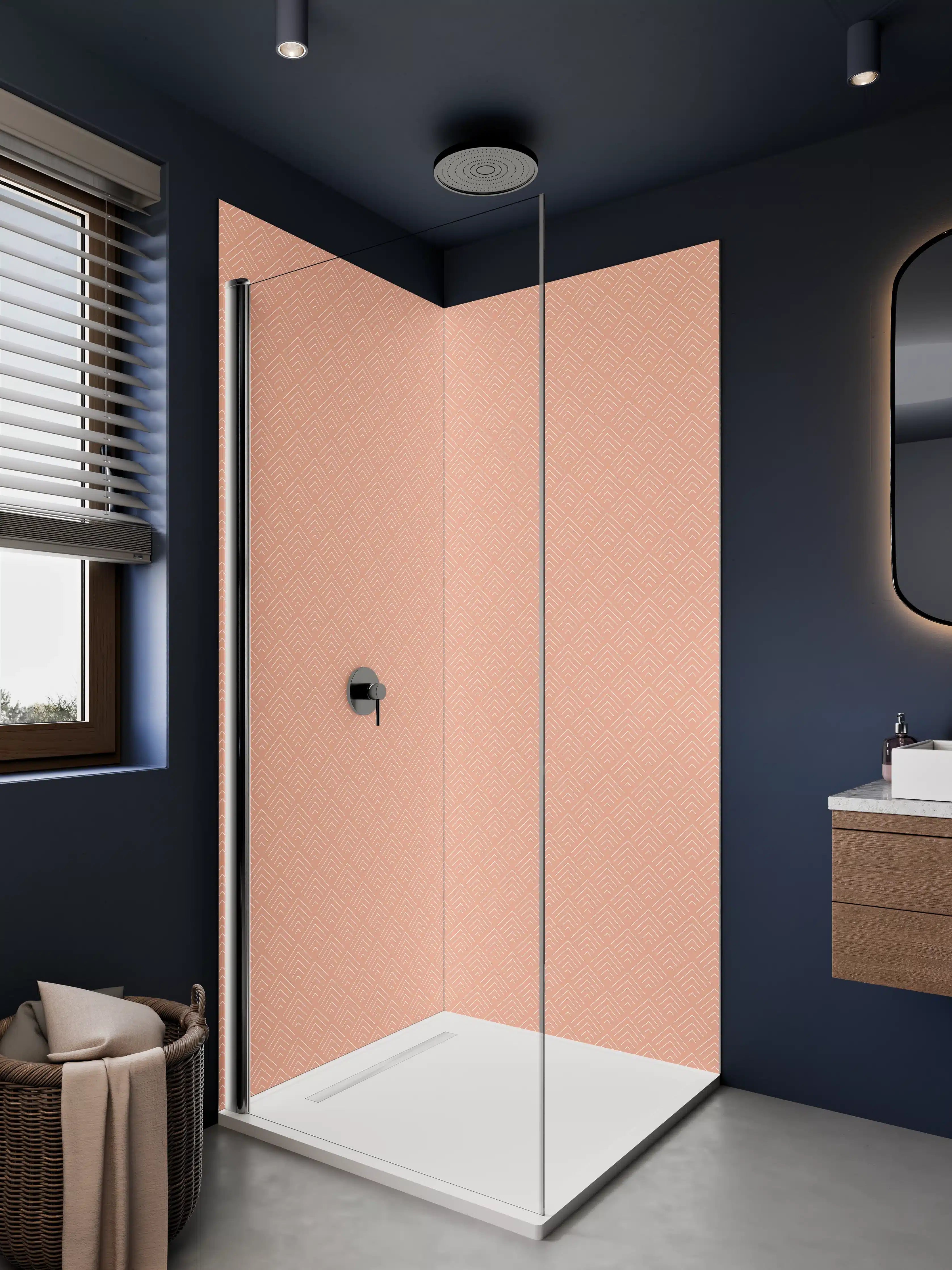 Duschrückwand - Peachy Geometrische Muster