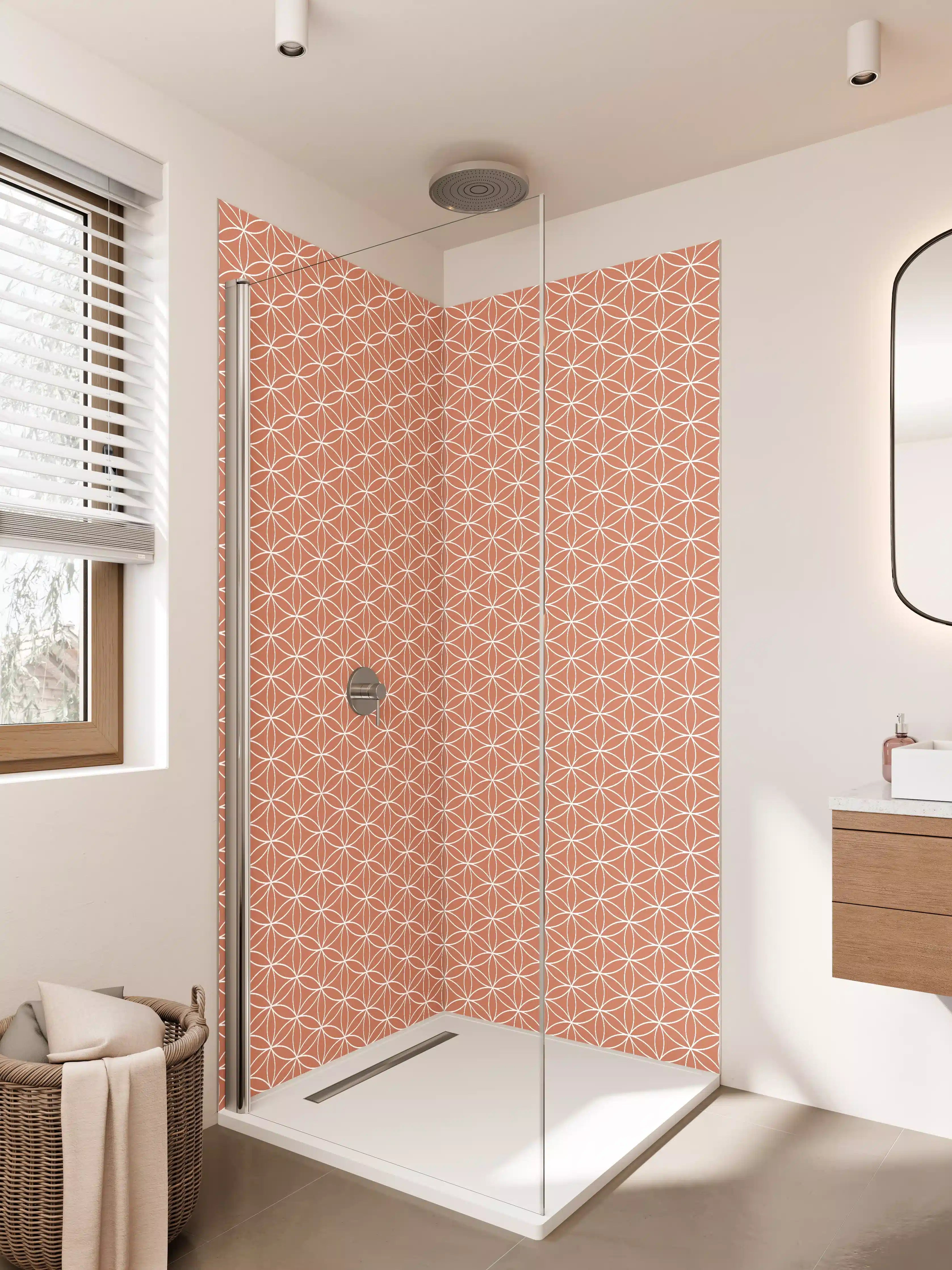 Duschrückwand - Rosa geometrisches Muster mit feinem Design