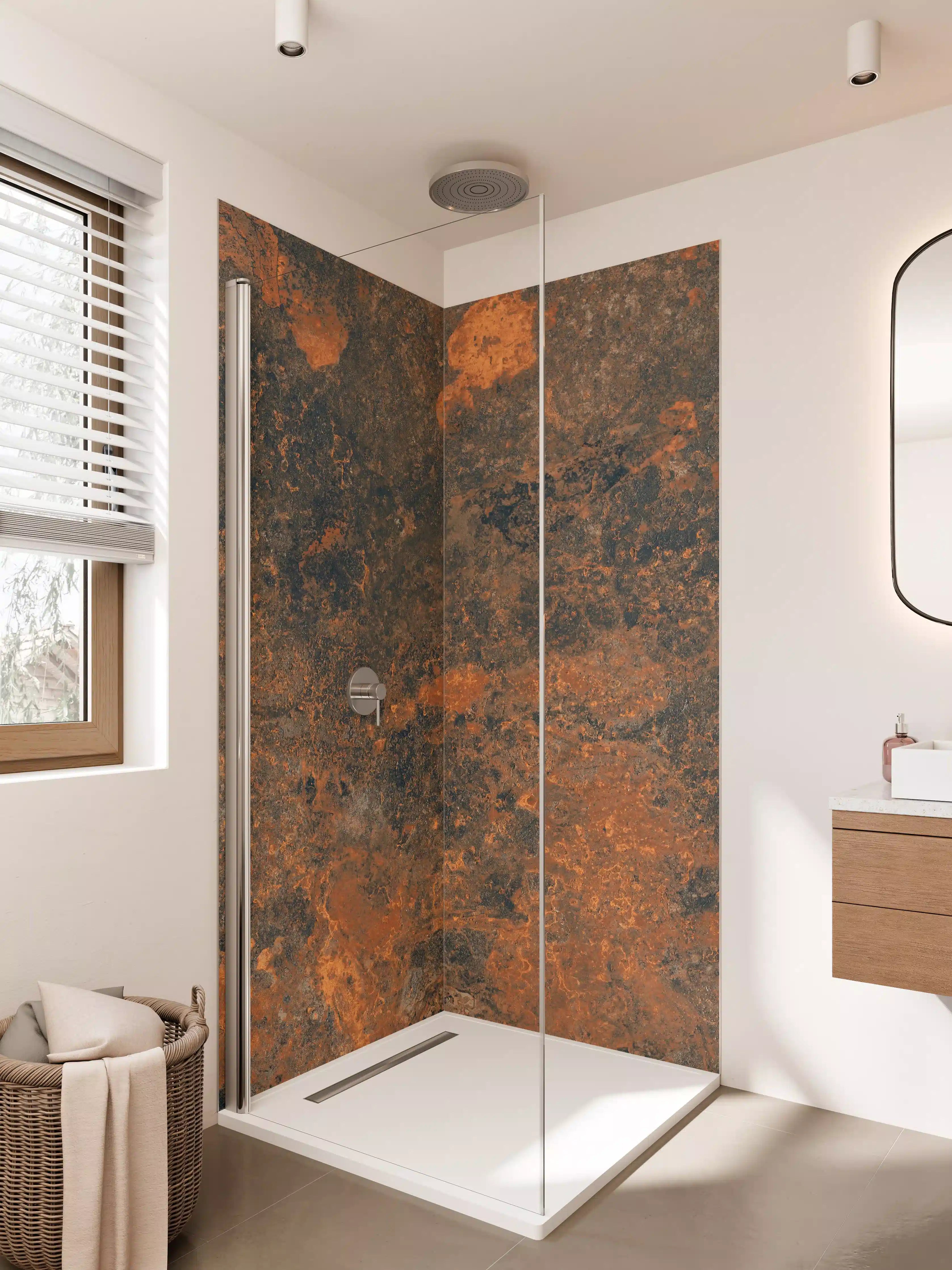 Duschrückwand - Rustikales Metall Tesxtur