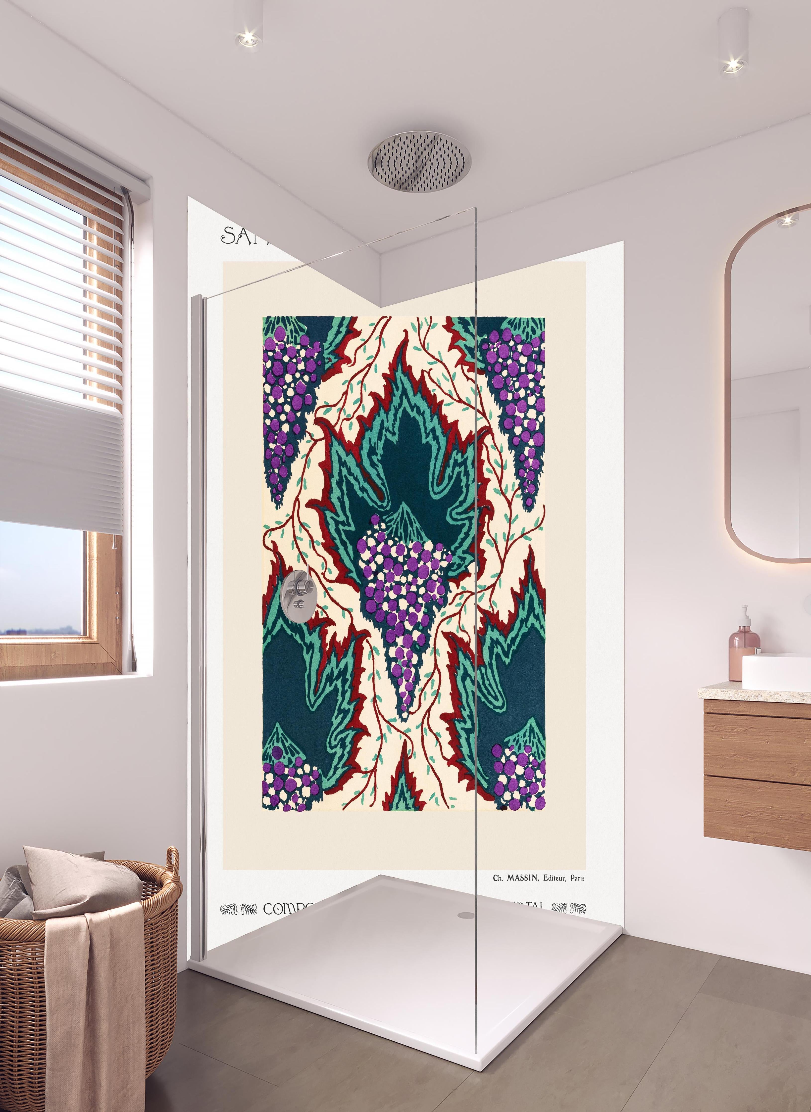 Duschrückwand - Samarkande 18 in hellem Badezimmer mit Regenduschkopf - zweiteilige Eck-Duschrückwand