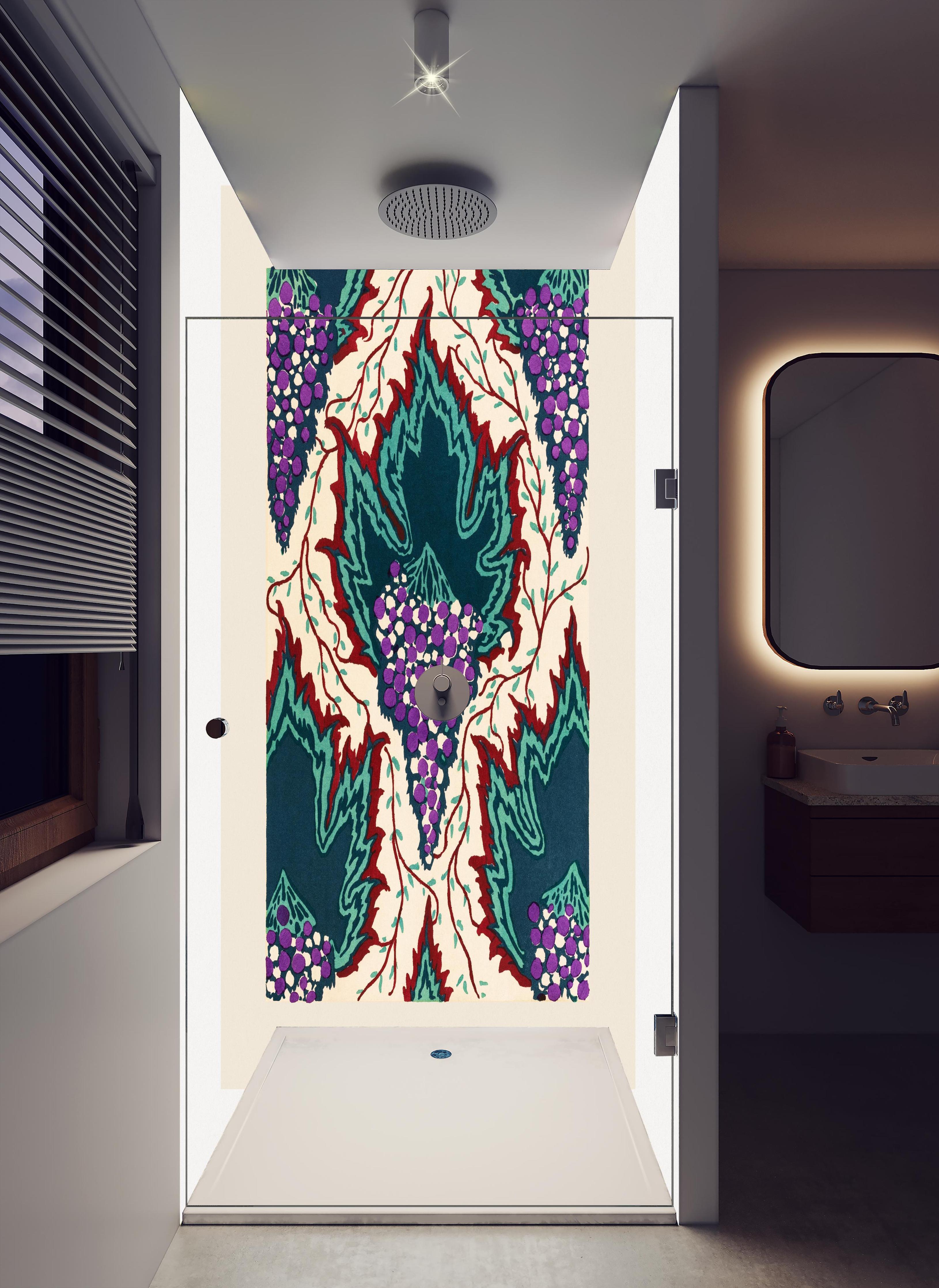 Duschrückwand - Samarkande 18 in hellem Badezimmer mit Regenduschkopf - zweiteilige Eck-Duschrückwand