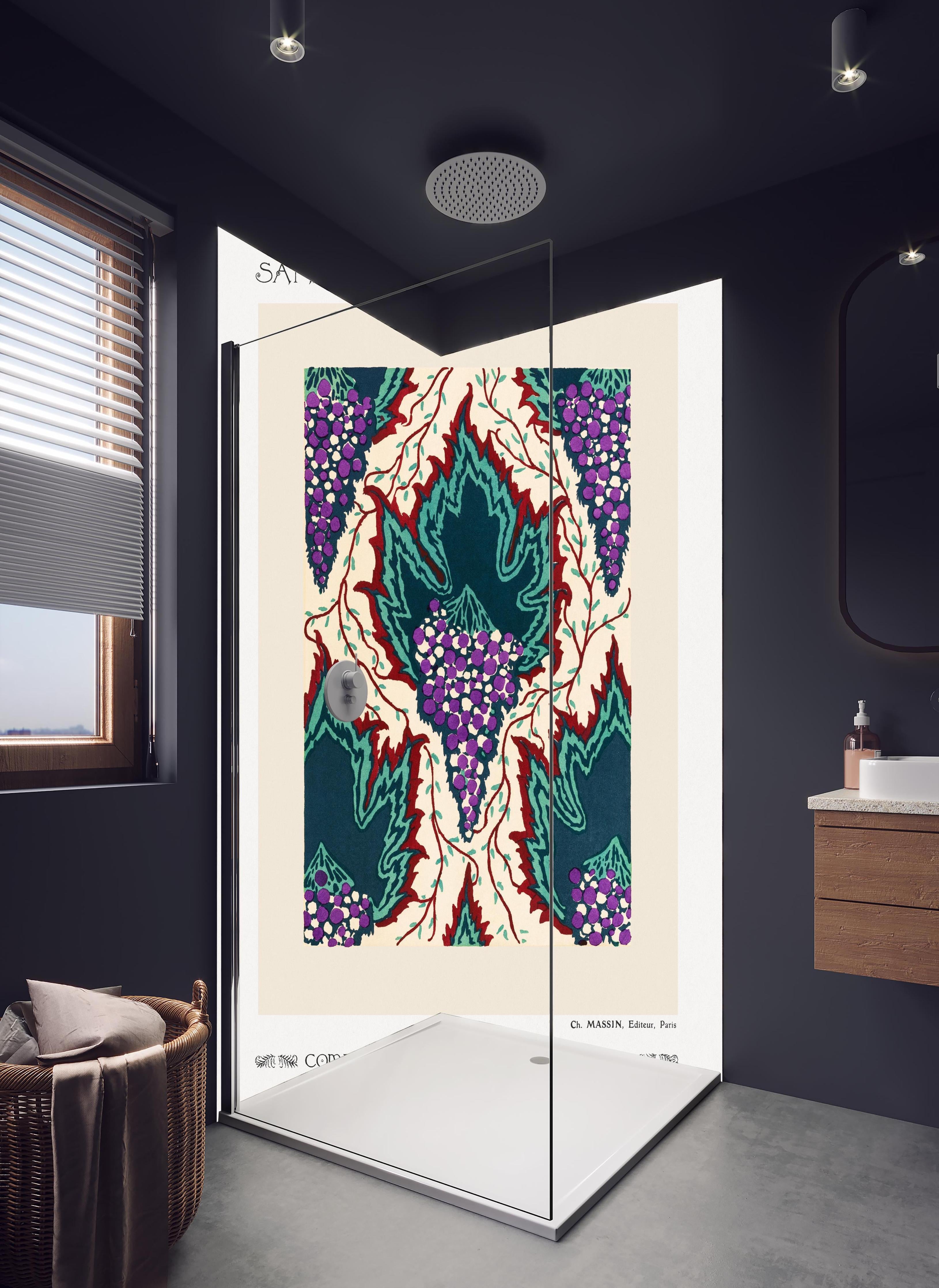 Duschrückwand - Samarkande 18 in hellem Badezimmer mit Regenduschkopf - zweiteilige Eck-Duschrückwand