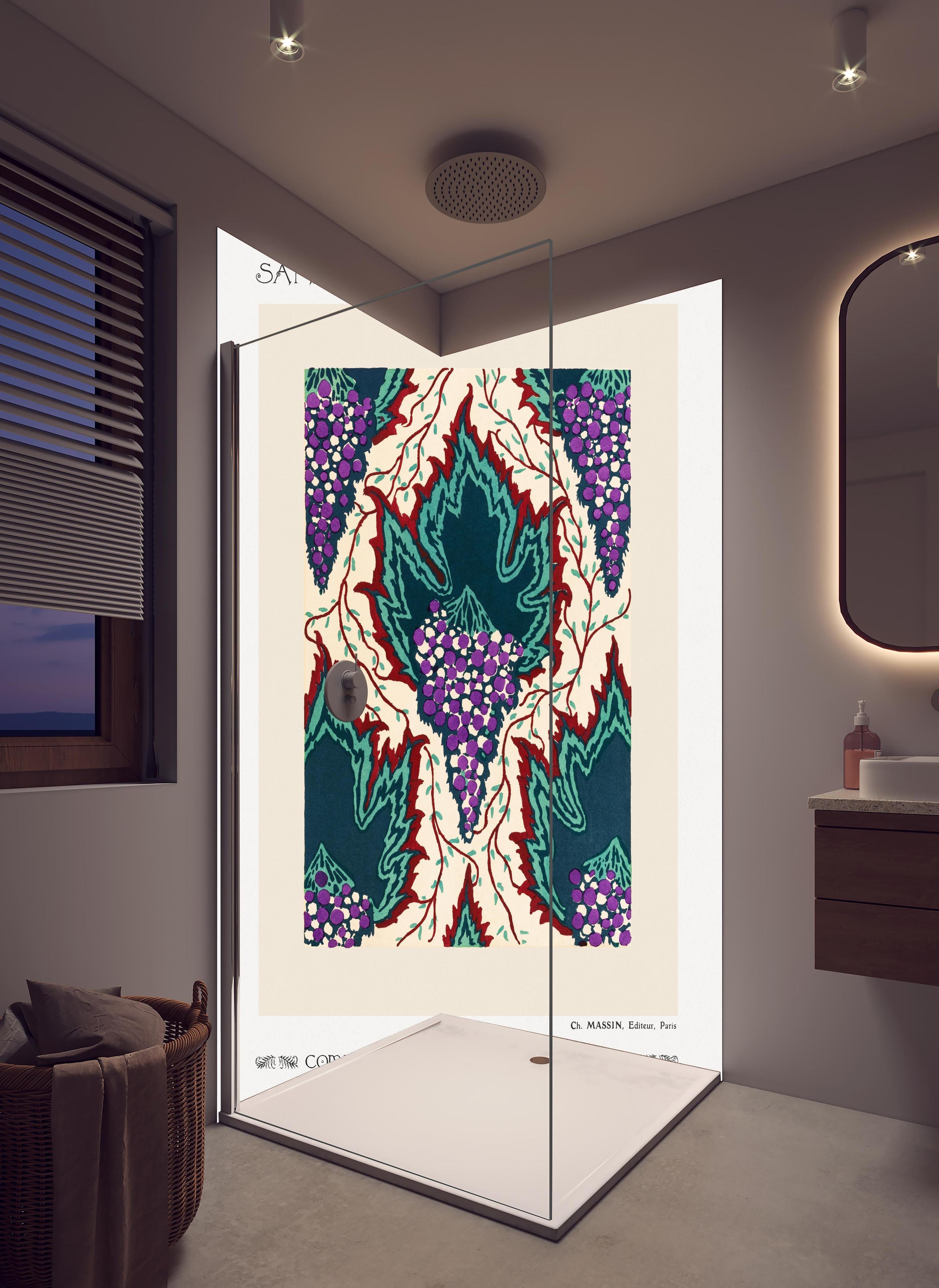 Duschrückwand - Samarkande 18 in hellem Badezimmer mit Regenduschkopf - zweiteilige Eck-Duschrückwand