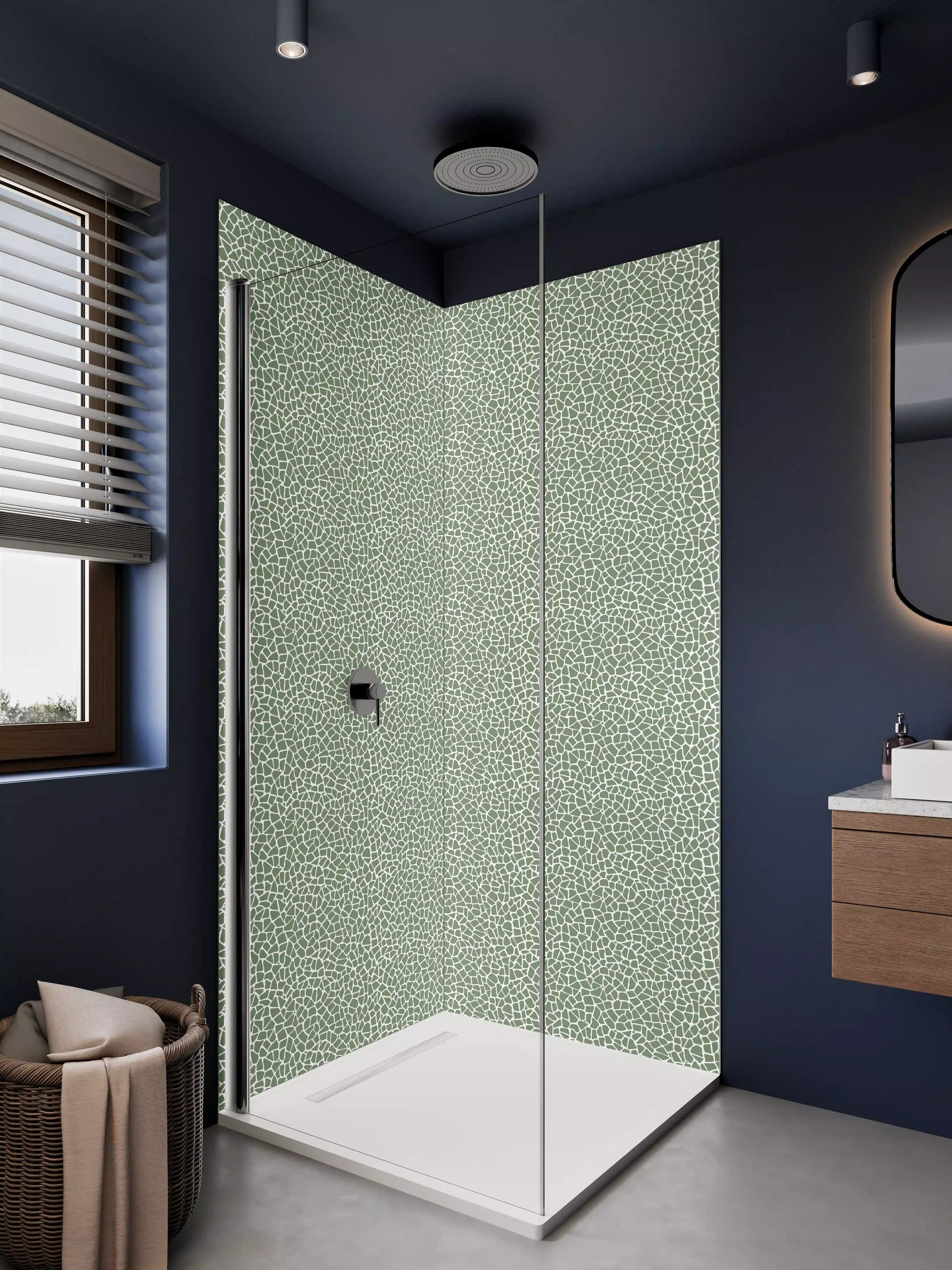 Duschrückwand - Sanftes Grüngrau-Muster