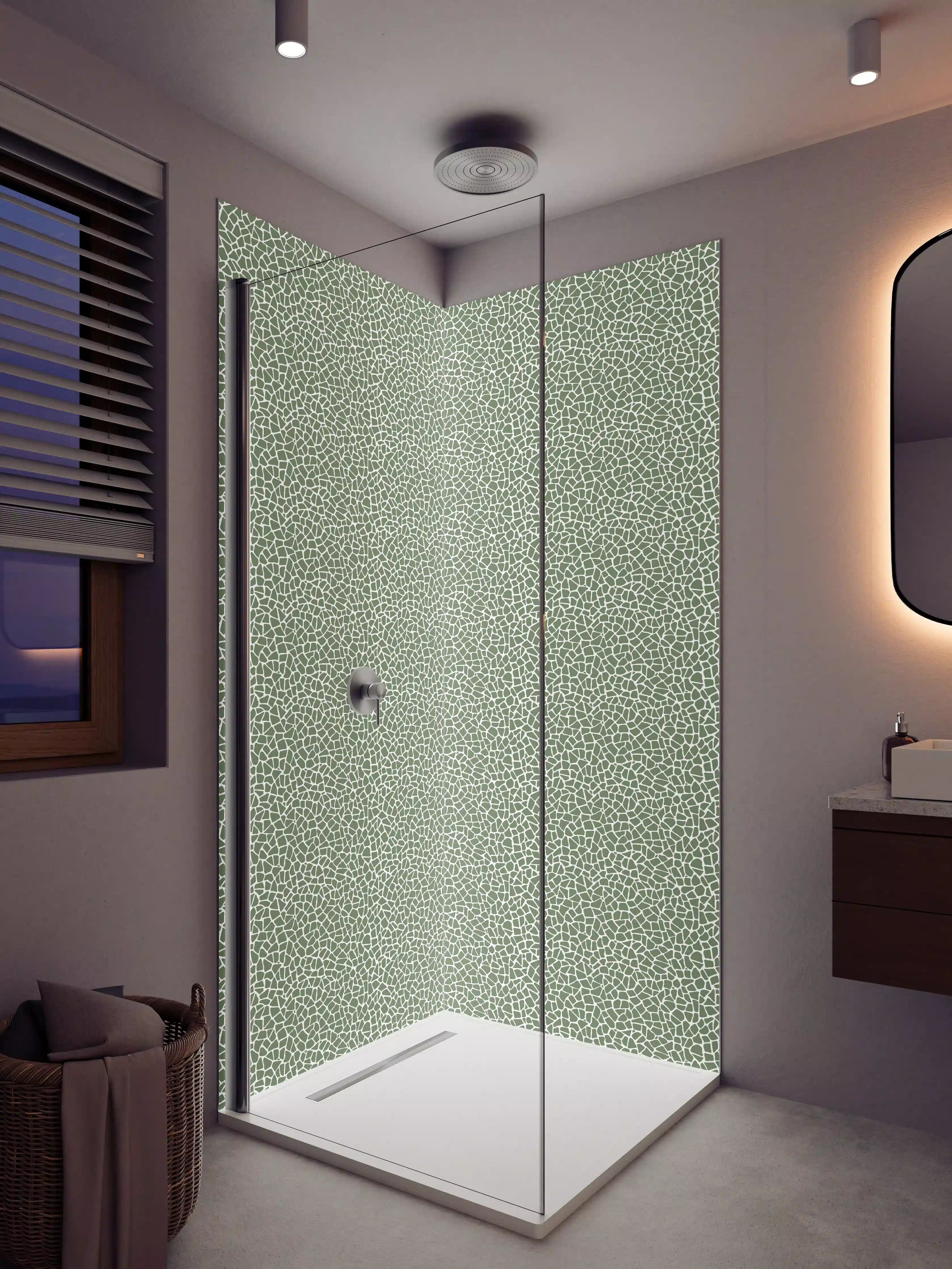Duschrückwand - Sanftes Grüngrau-Muster