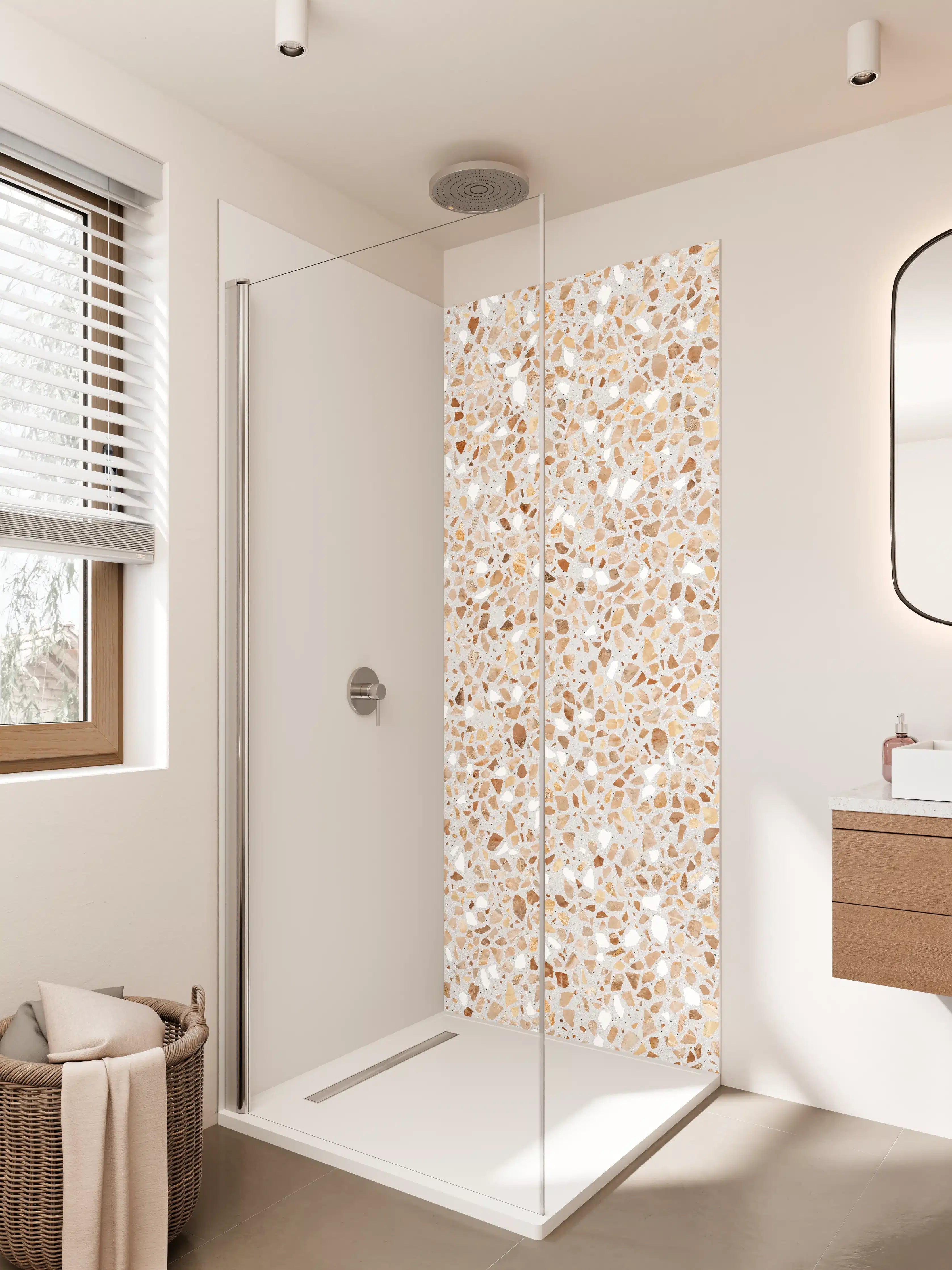 Duschrückwand - Schöne beige Terrazzo Stein Textur