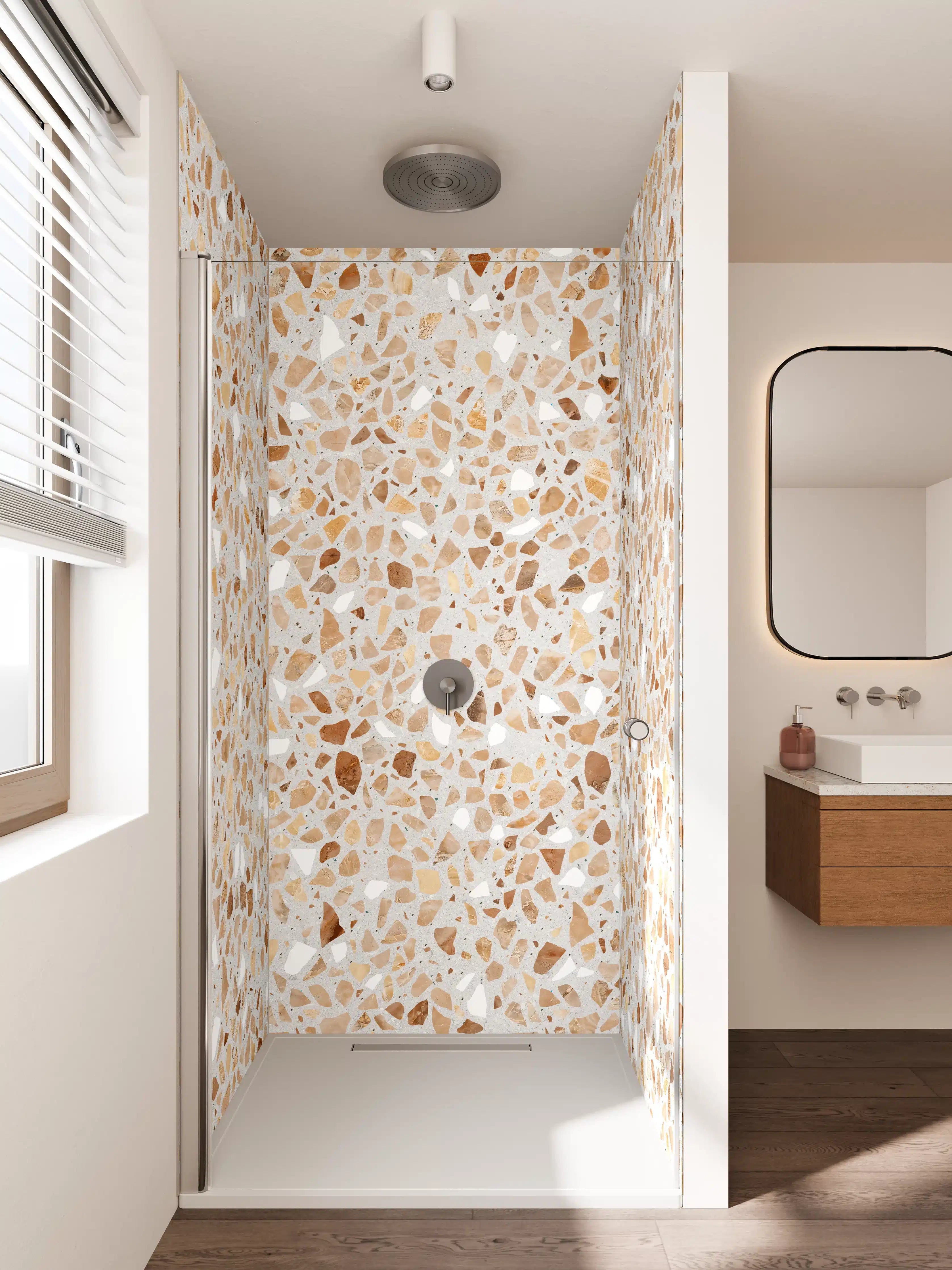 Duschrückwand - Schöne beige Terrazzo Stein Textur