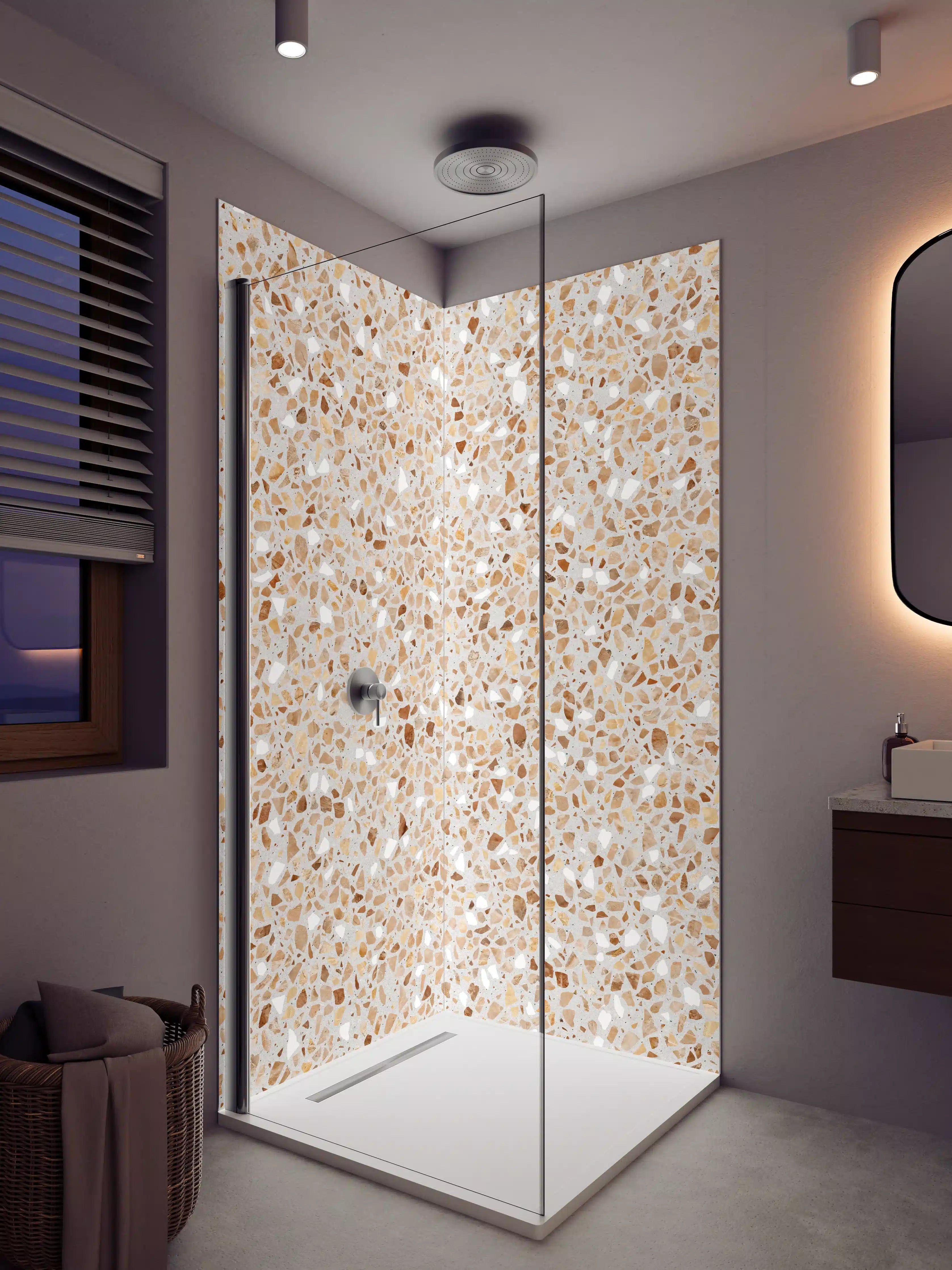 Duschrückwand - Schöne beige Terrazzo Stein Textur