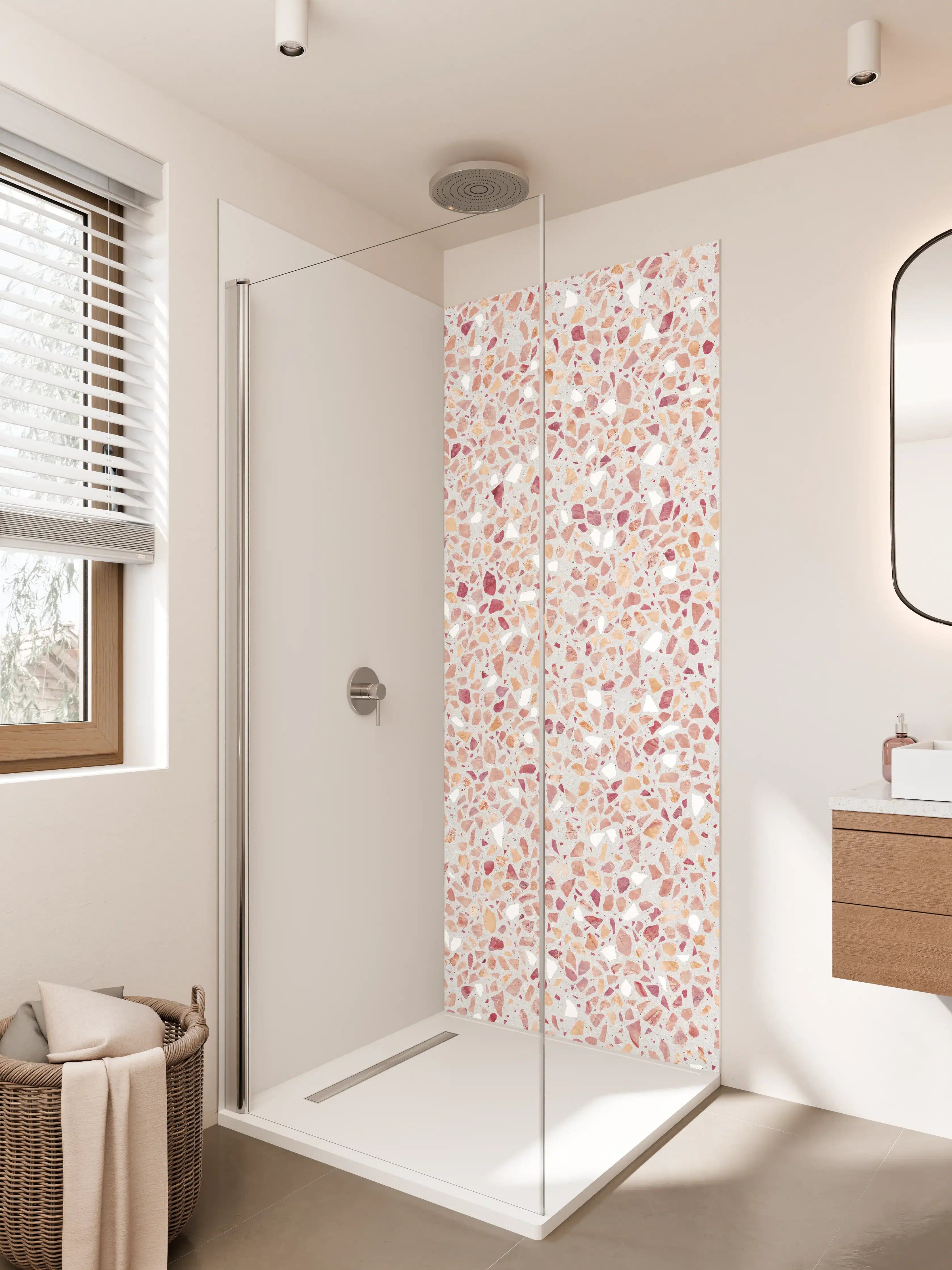 Duschrückwand - Schöne rote Terrazzo Stein Textur