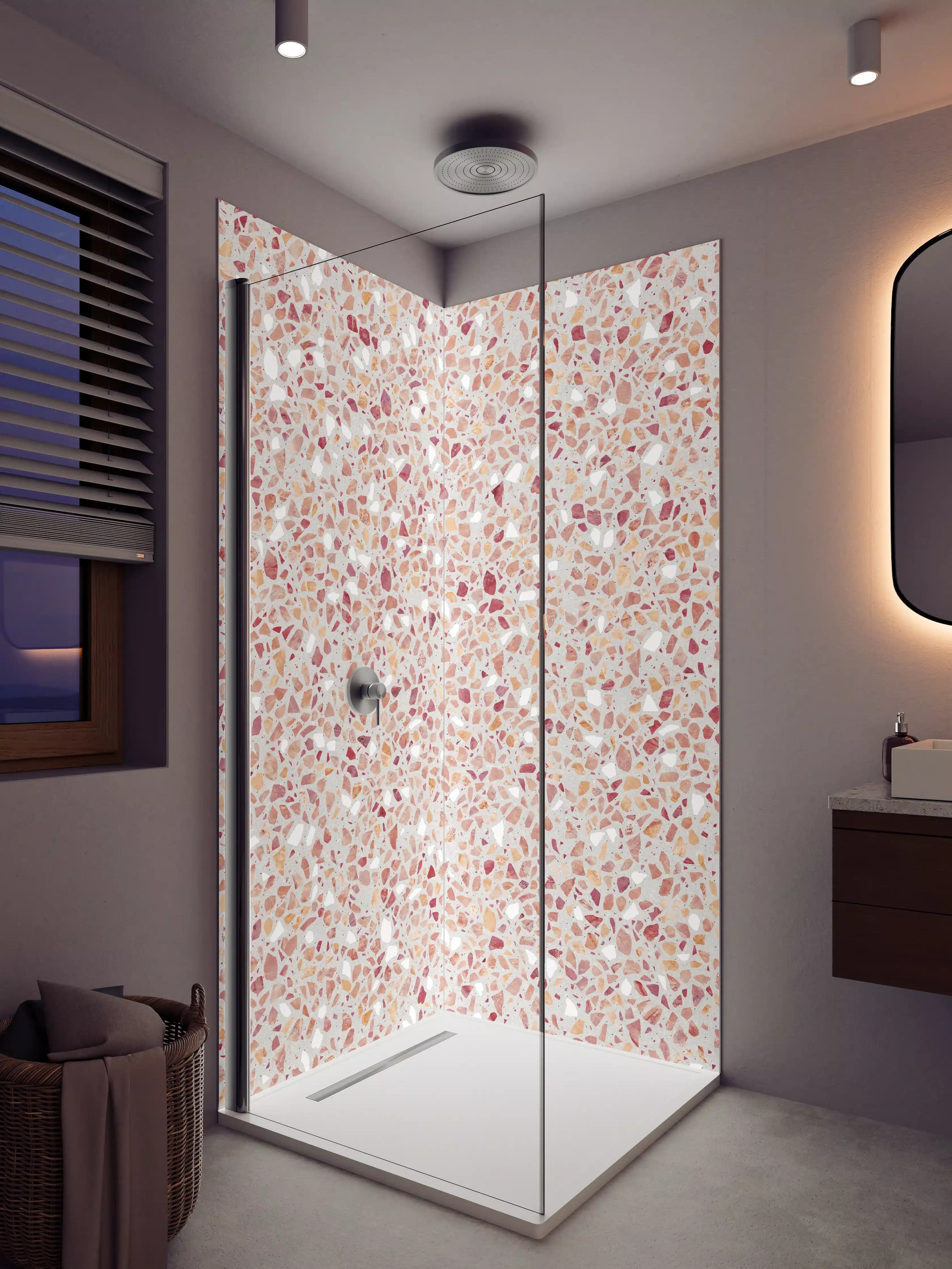 Duschrückwand - Schöne rote Terrazzo Stein Textur