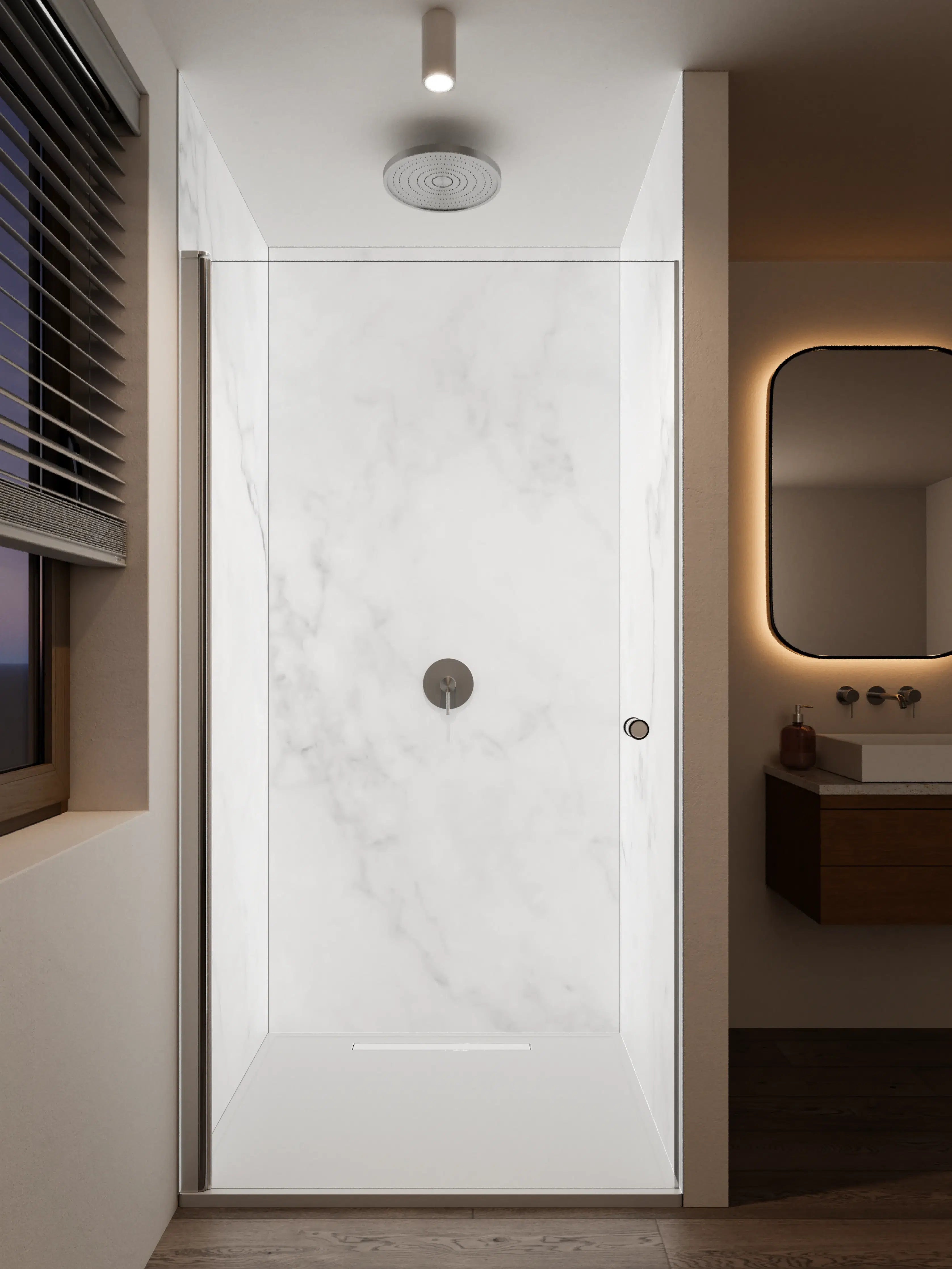 Duschrückwand - Silberne Marmor-Textur mit Grauadern