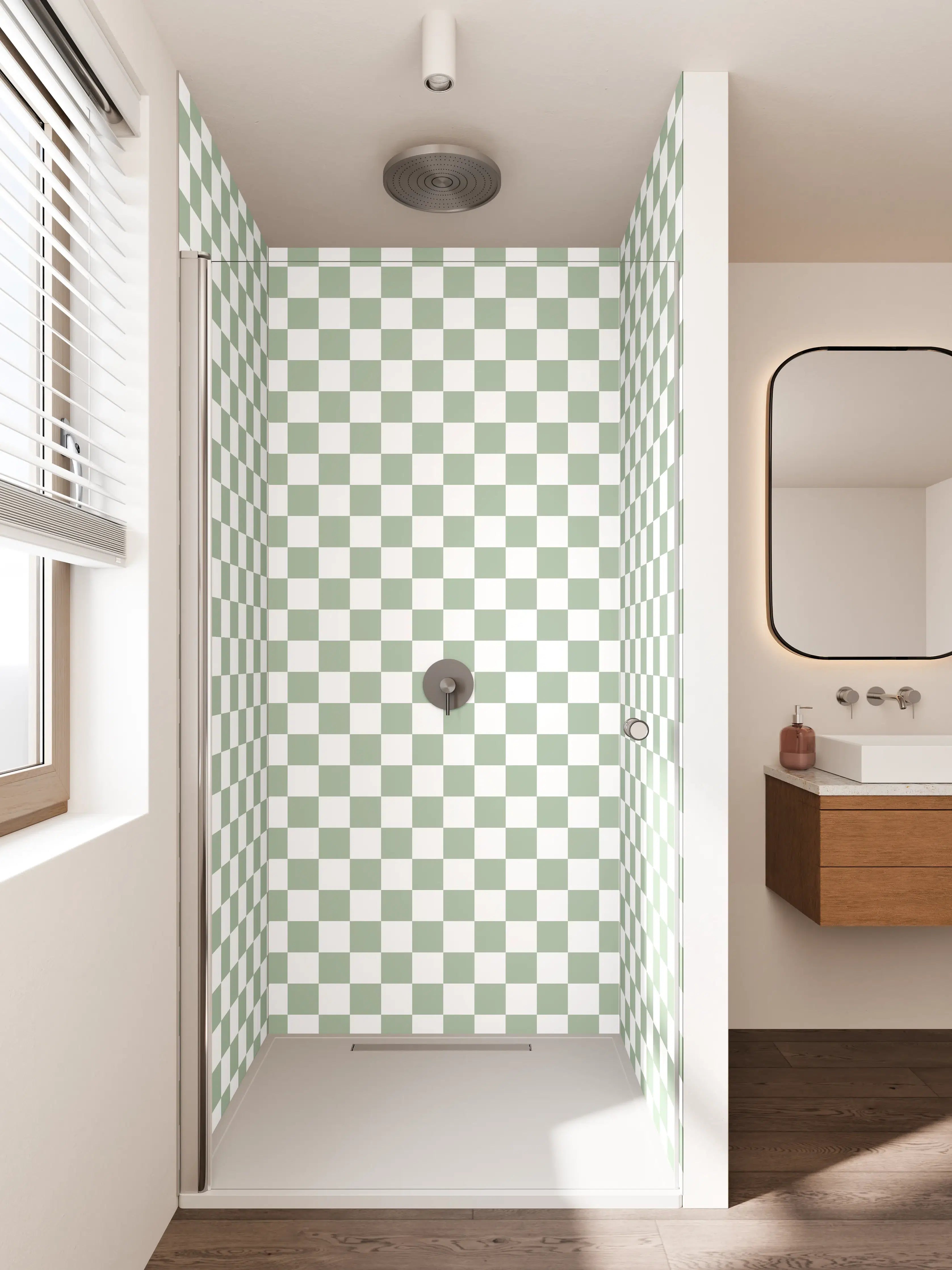 Duschrückwand - Transparente Checkerboard-Hintergrundmuster