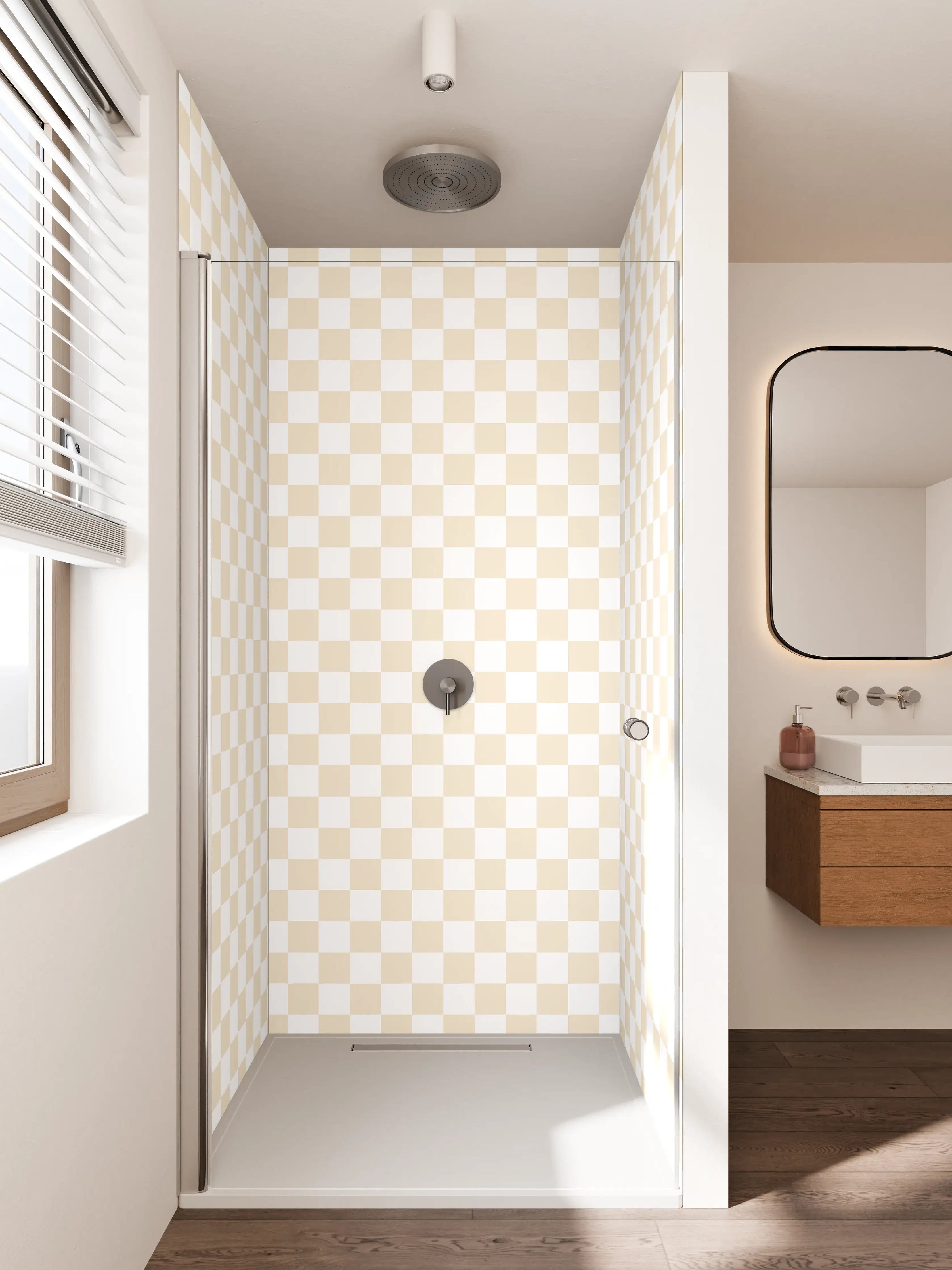 Duschrückwand - Transparente Checkered-Design-Hintergrund