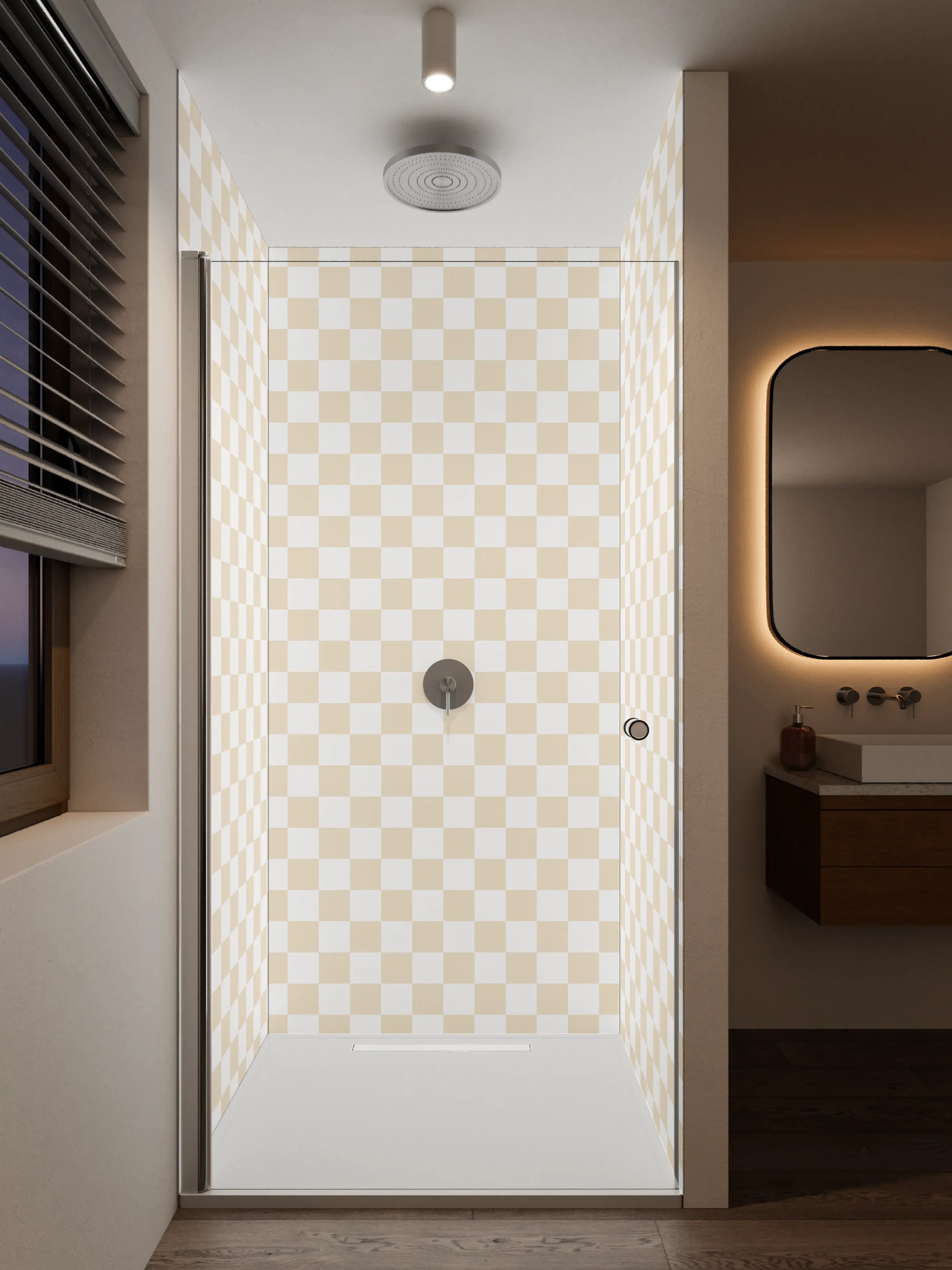 Duschrückwand - Transparente Checkered-Design-Hintergrund